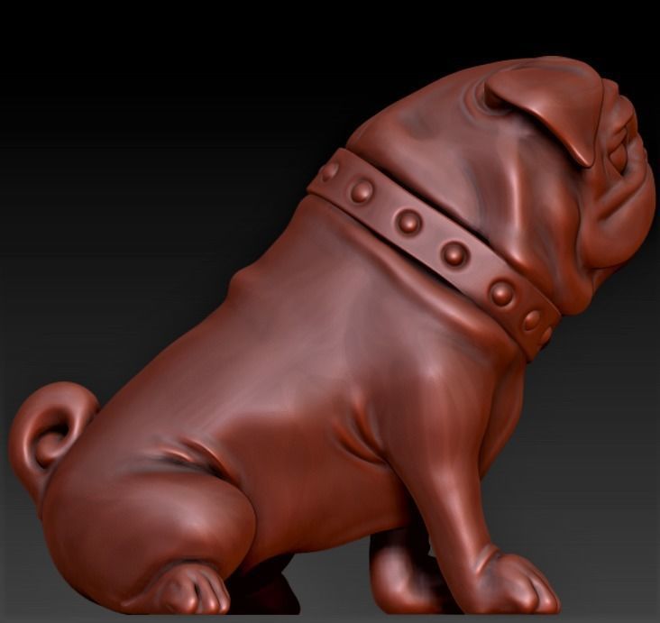 Pug 3d model dog statue 3D print model_4