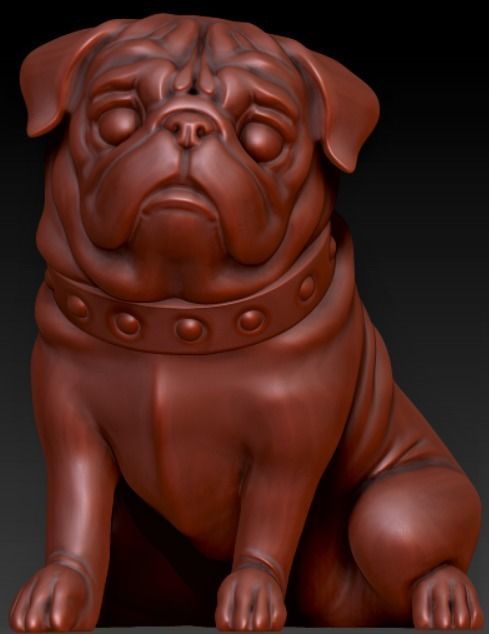 Pug 3d model dog statue 3D print model_1