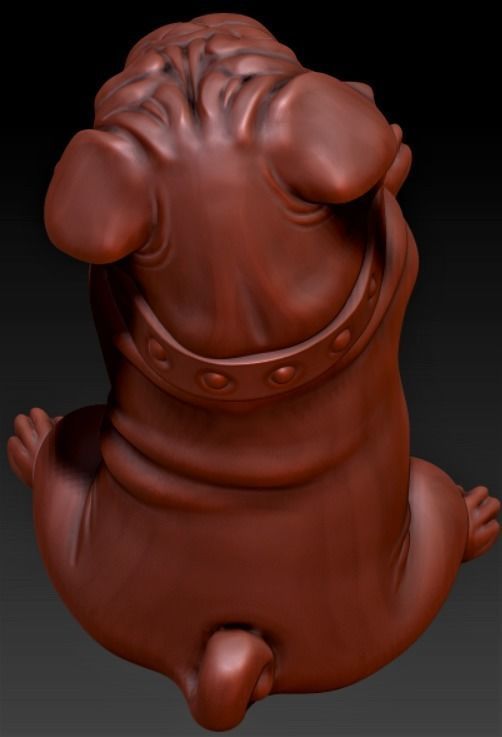 Pug 3d model dog statue 3D print model_5