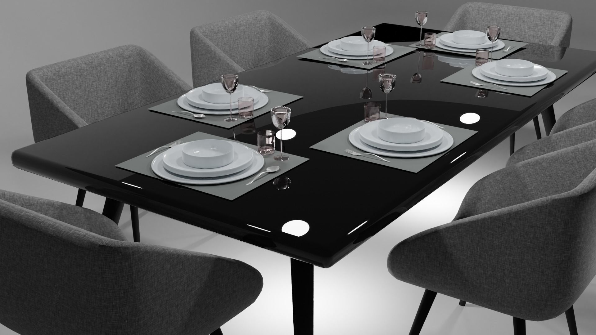 TABLE dining and chairs 3D model_2