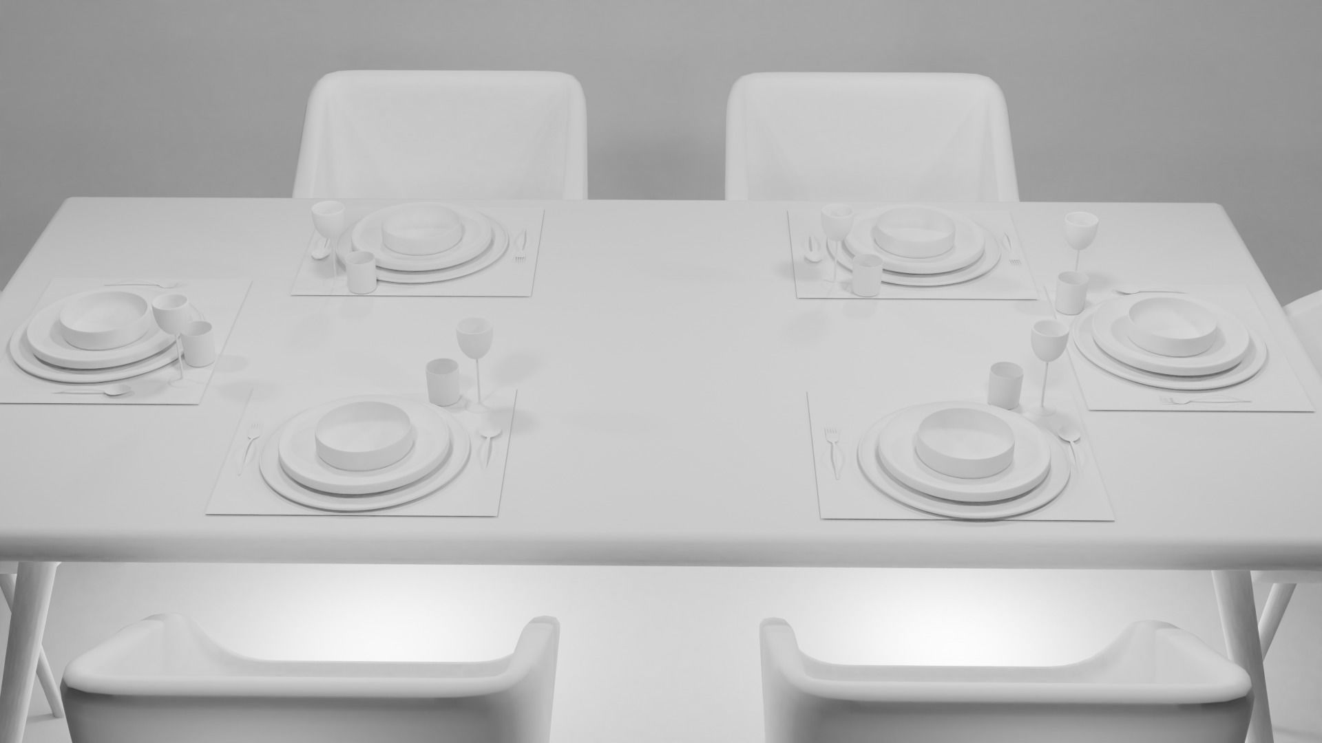 TABLE dining and chairs 3D model_10