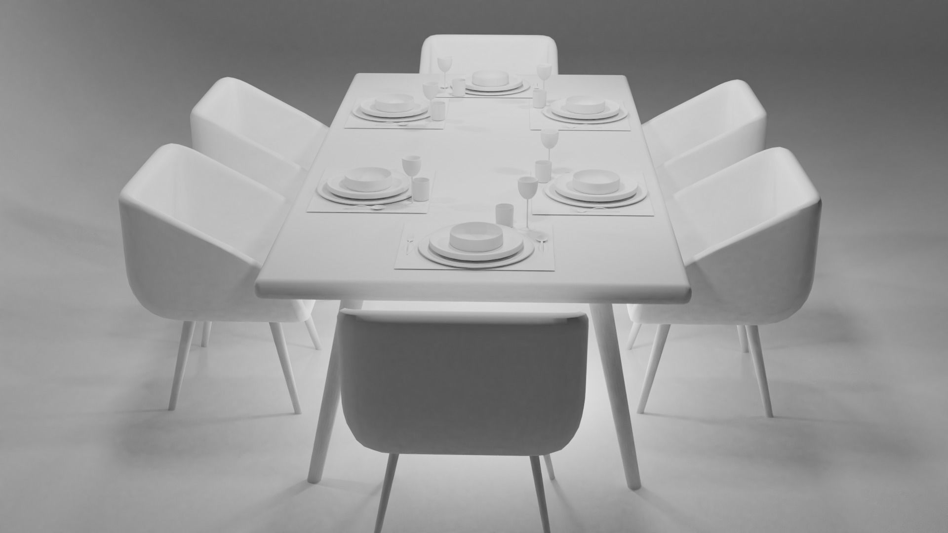 TABLE dining and chairs 3D model_9