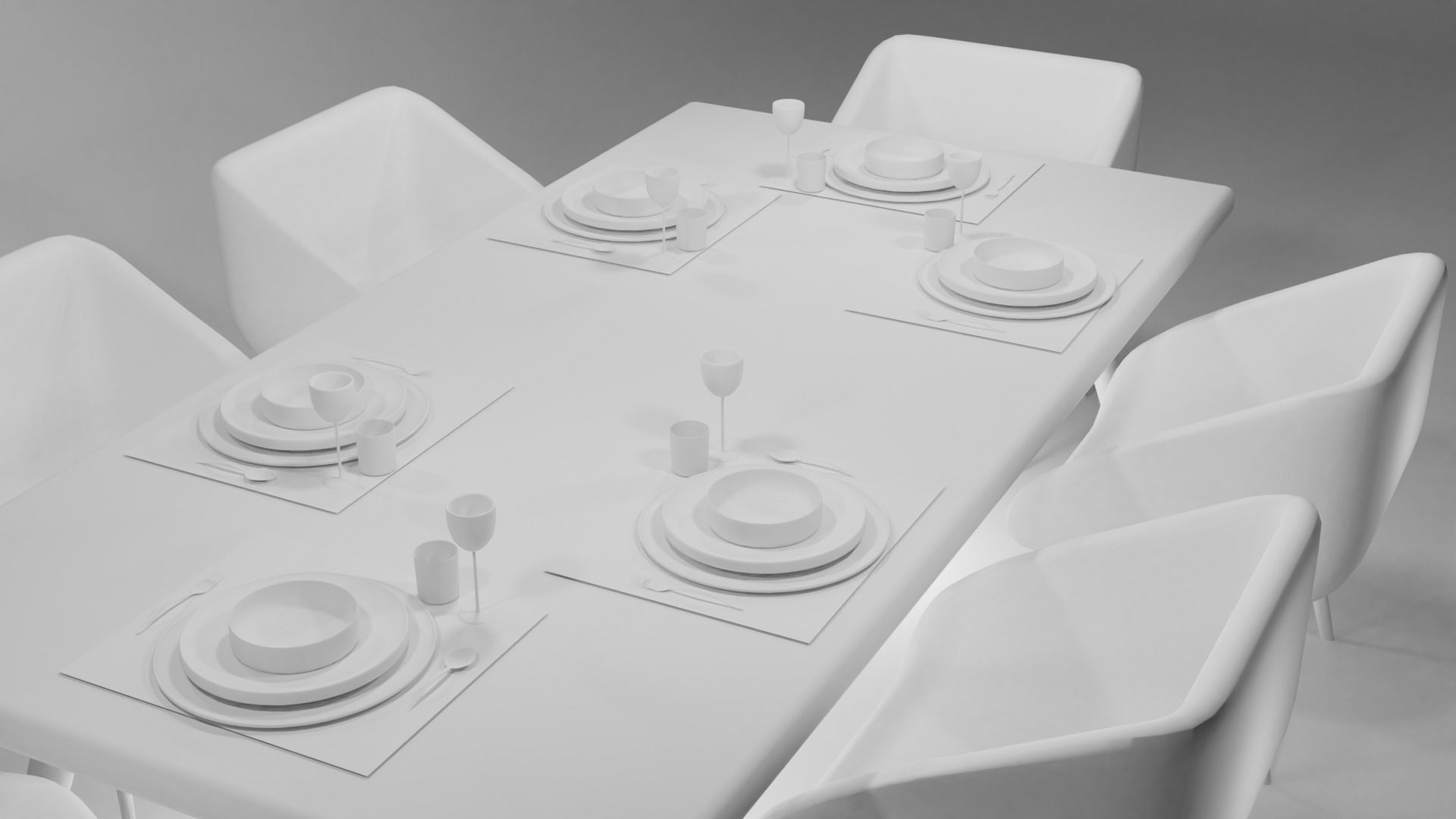 TABLE dining and chairs 3D model_8
