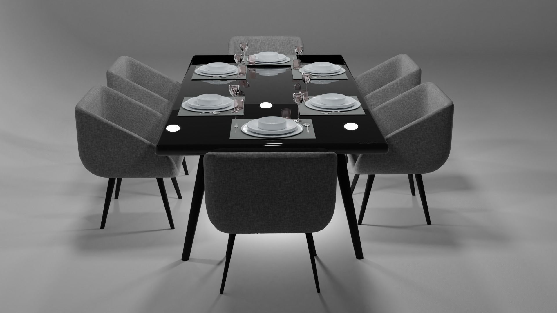 TABLE dining and chairs 3D model_6
