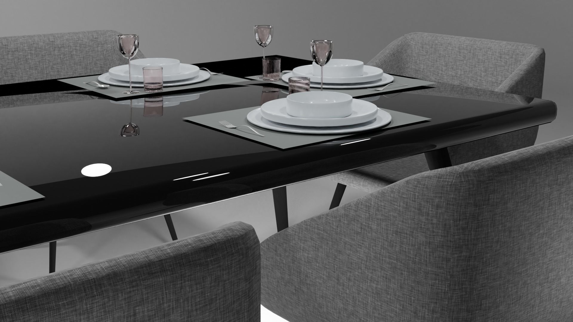 TABLE dining and chairs 3D model_4