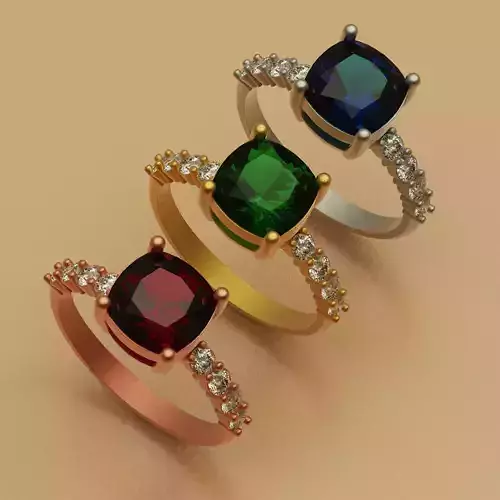 Diamond ring cushion-round