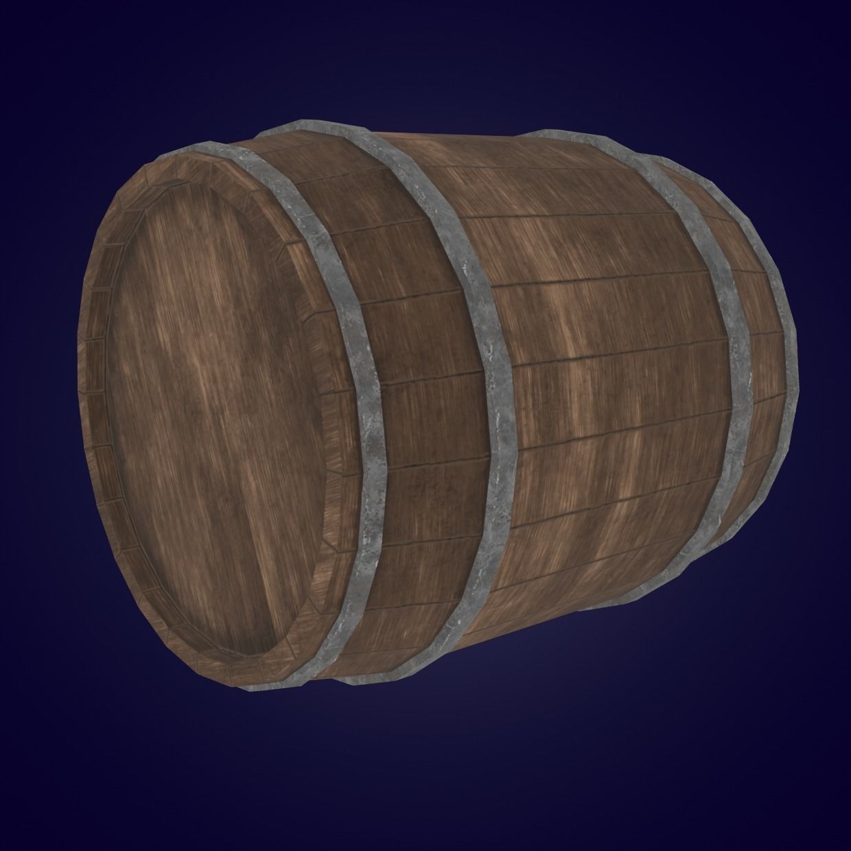 WoodBarrel Low-poly 3D model wooden barrel Low-poly 3D model_1