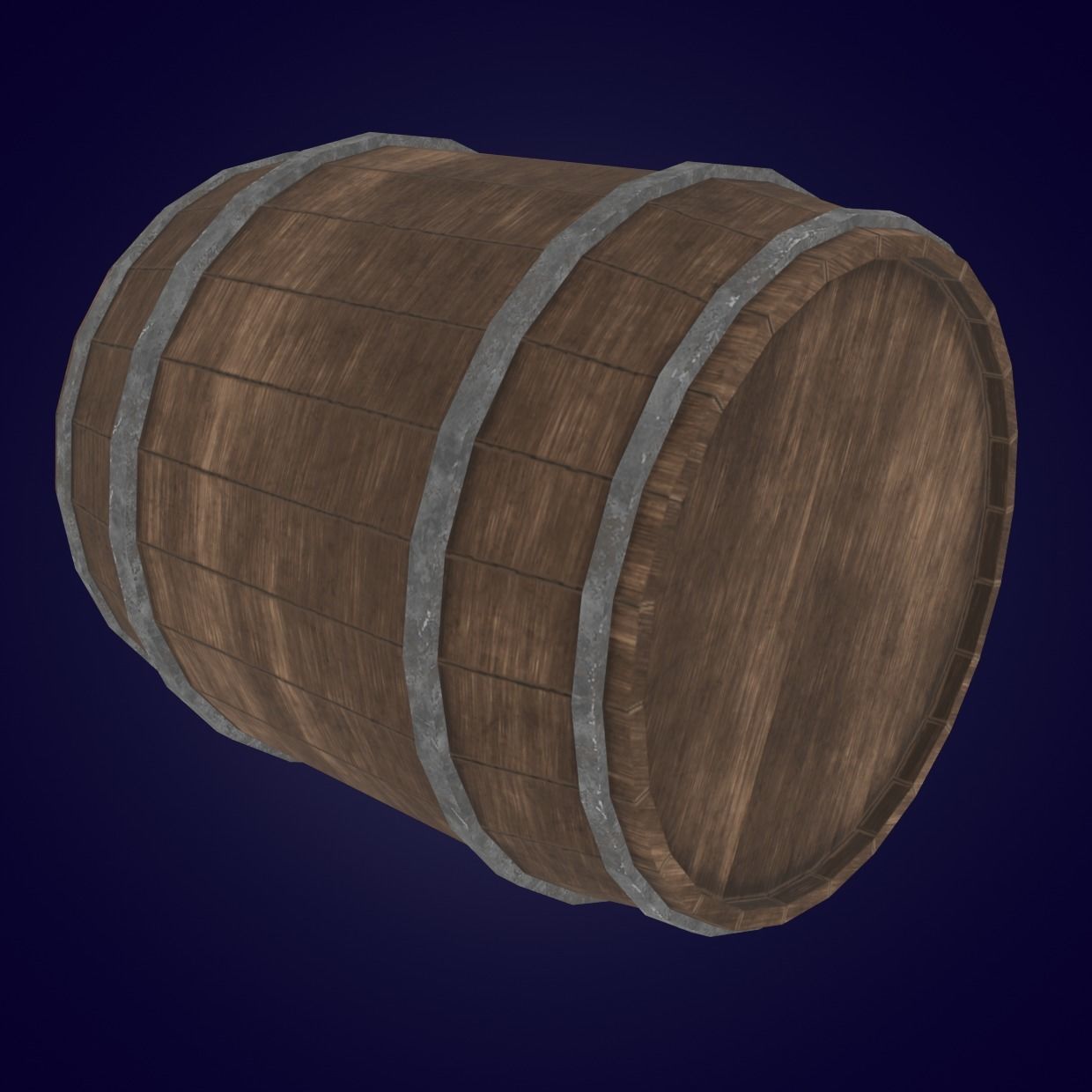 WoodBarrel Low-poly 3D model wooden barrel Low-poly 3D model_2