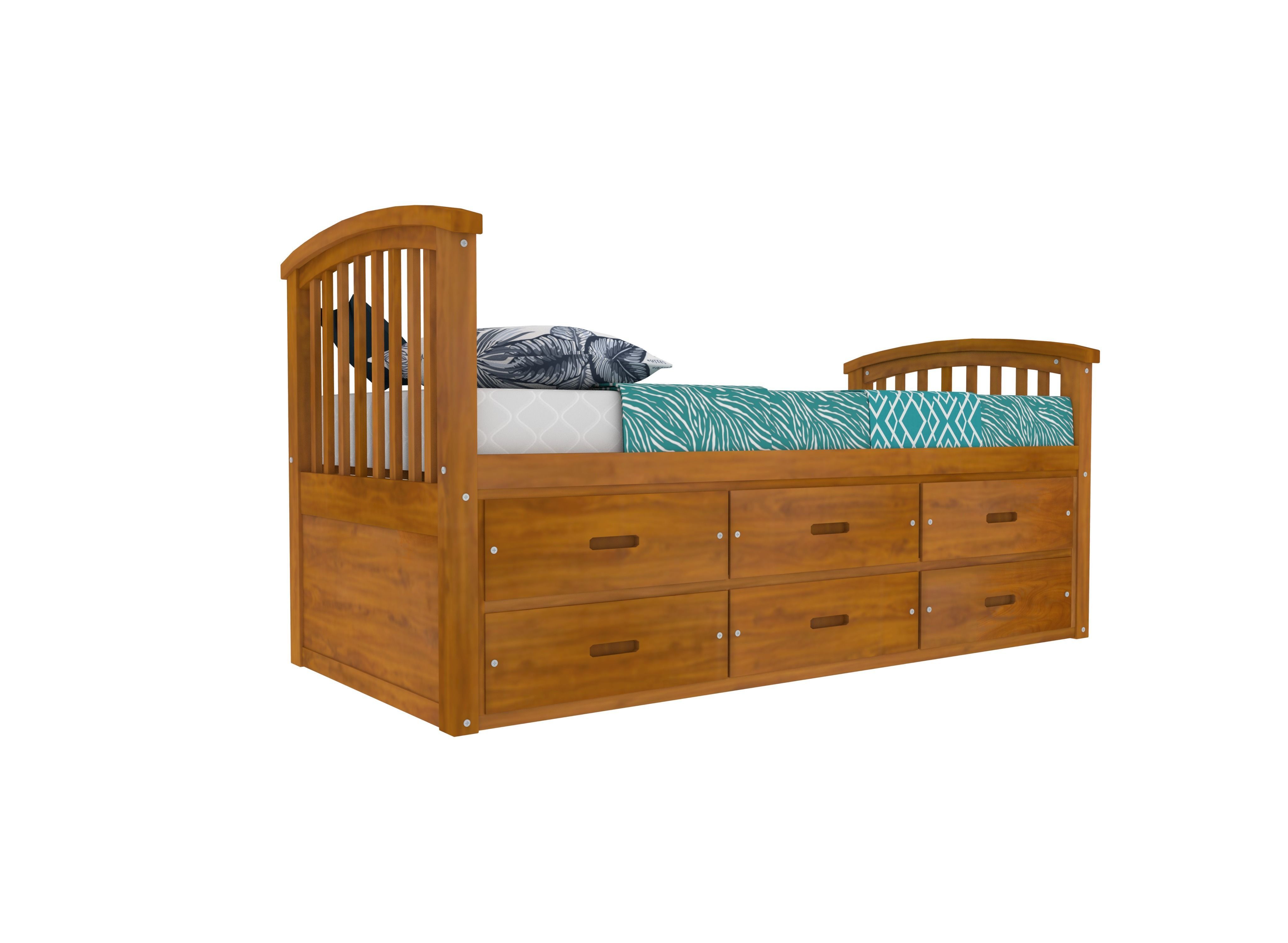 Low Poly realistic wood Bed 3D Model Low-poly 3D model_2