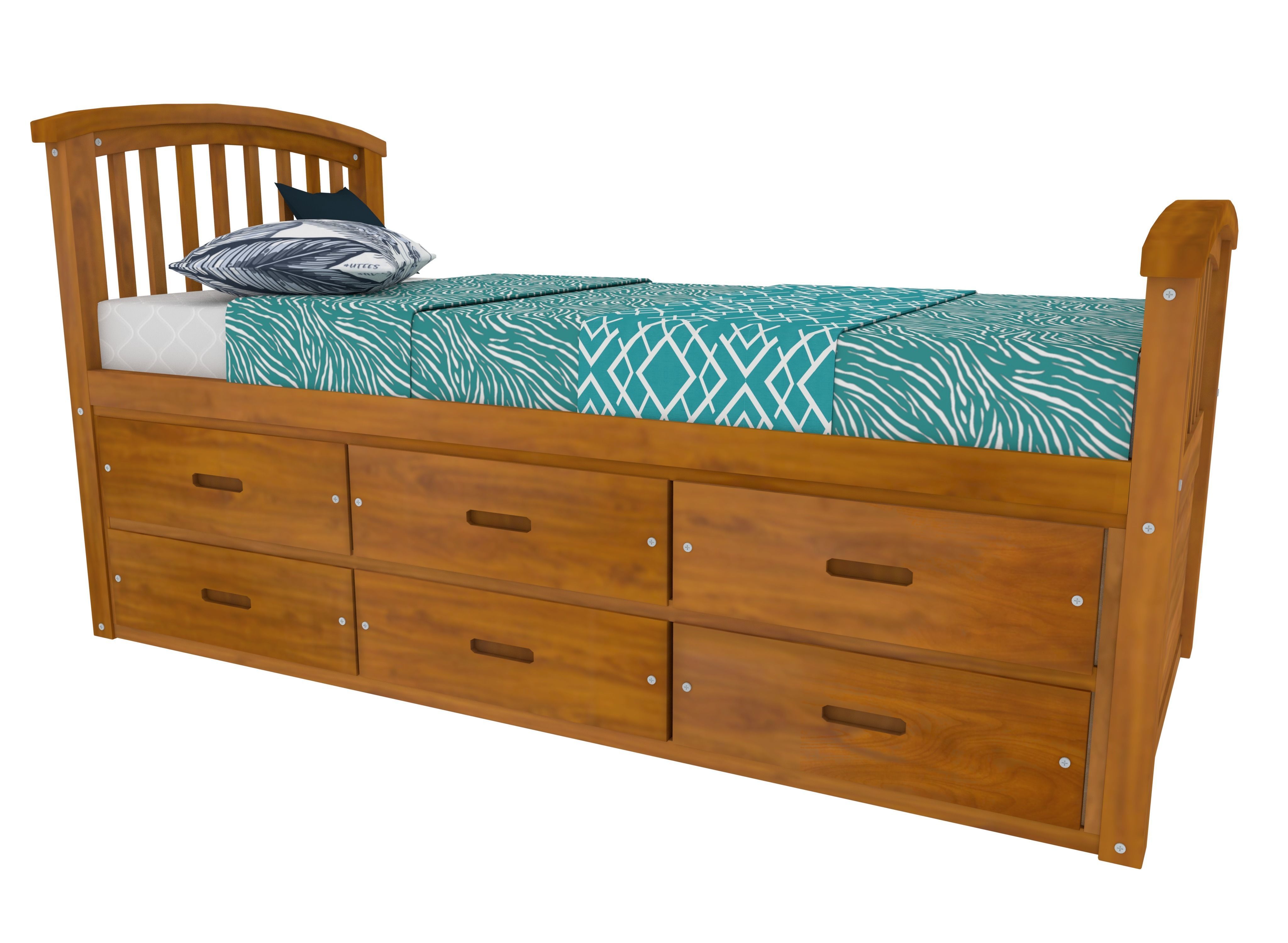 Low Poly realistic wood Bed 3D Model Low-poly 3D model_4