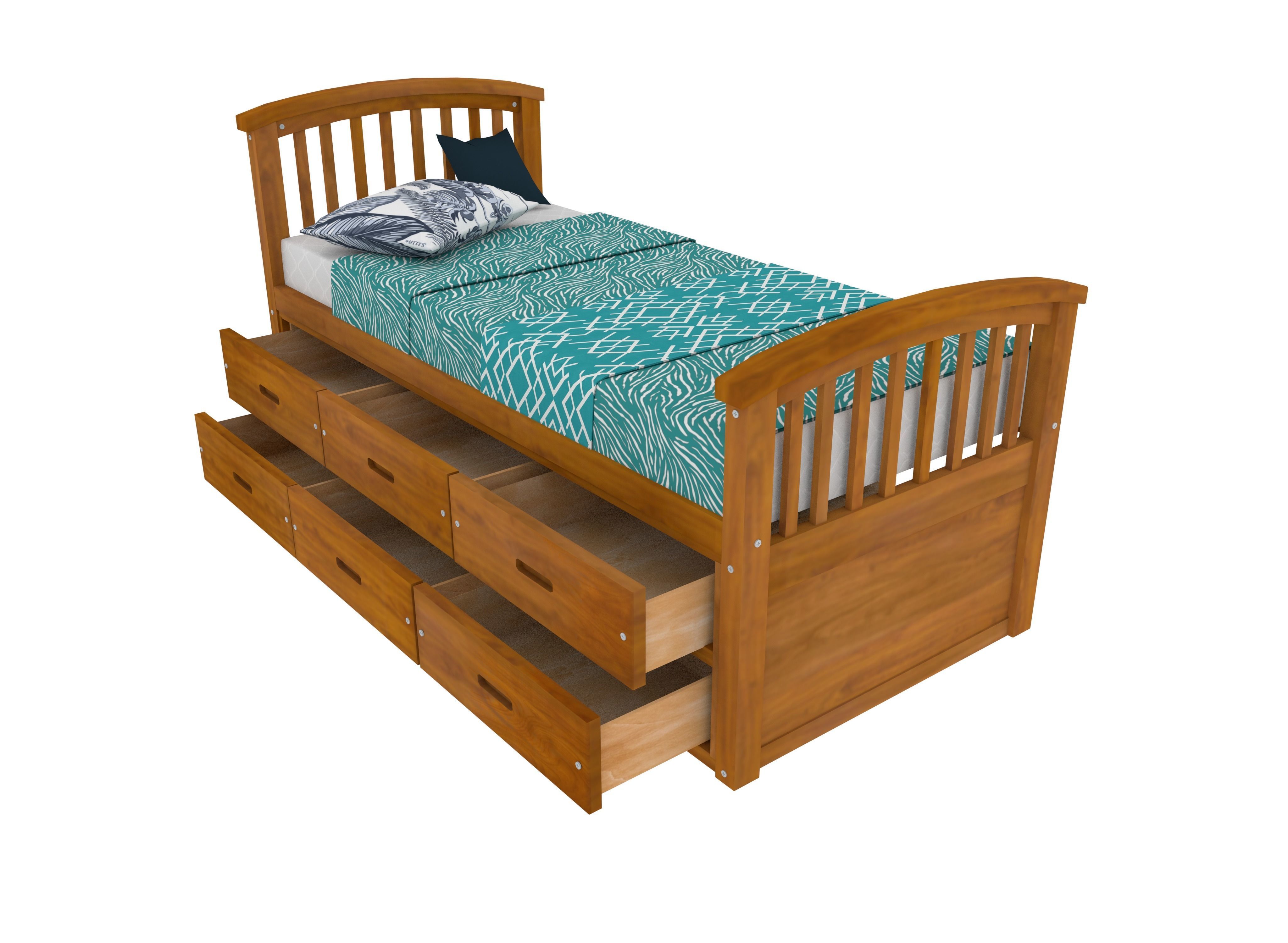 Low Poly realistic wood Bed 3D Model Low-poly 3D model_5