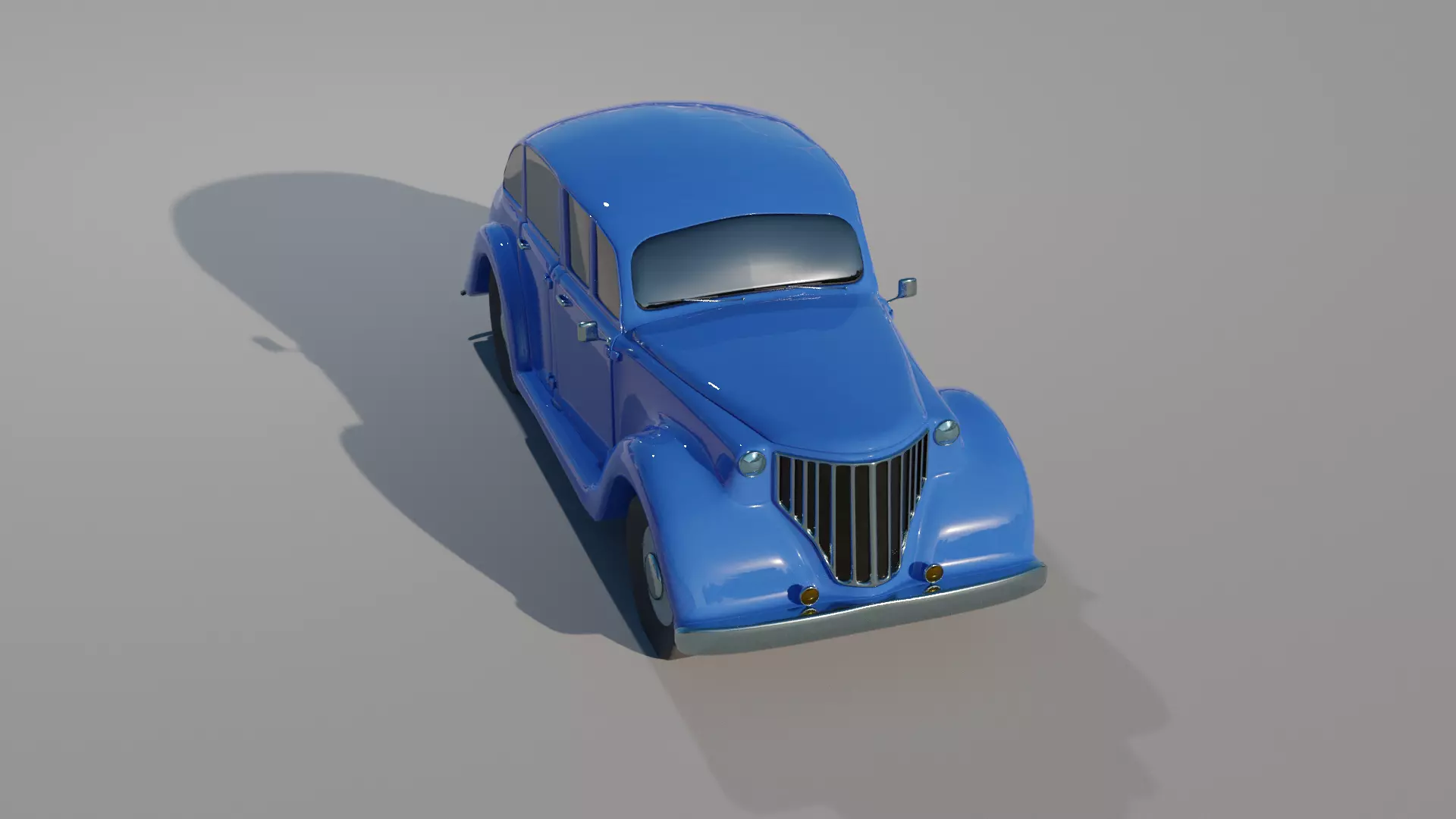 Old car without interior 3D model_0