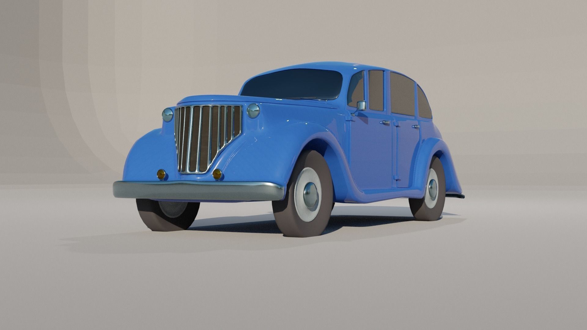 Old car without interior 3D model_9