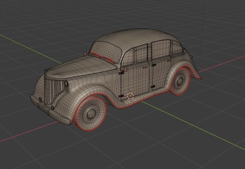 Old car without interior 3D model_2