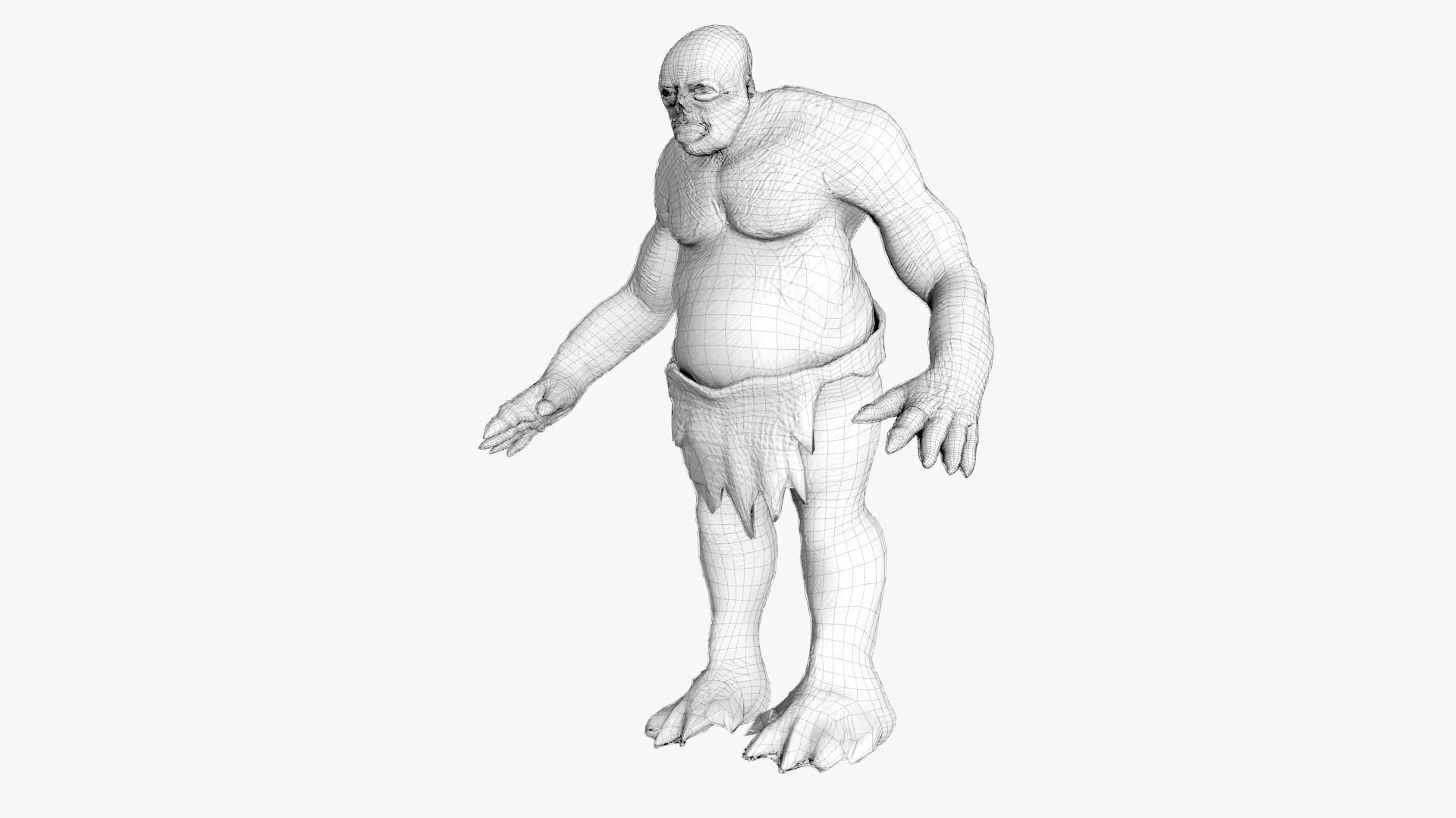 Low poly Cave Troll Low-poly 3D model_9