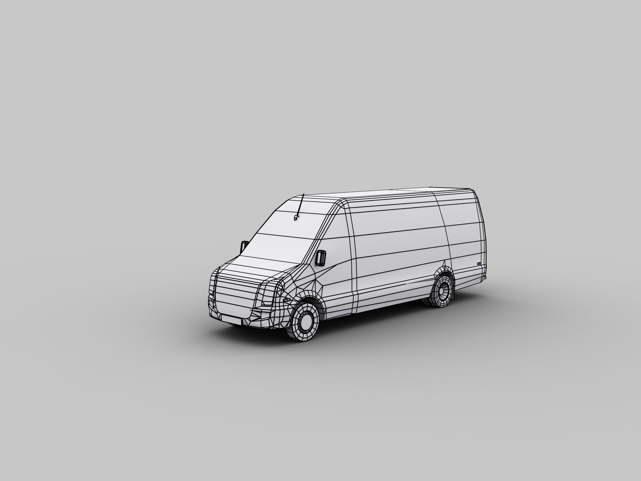 Lowpoly Van 5 mercedes benz vans Low-poly 3D model_1