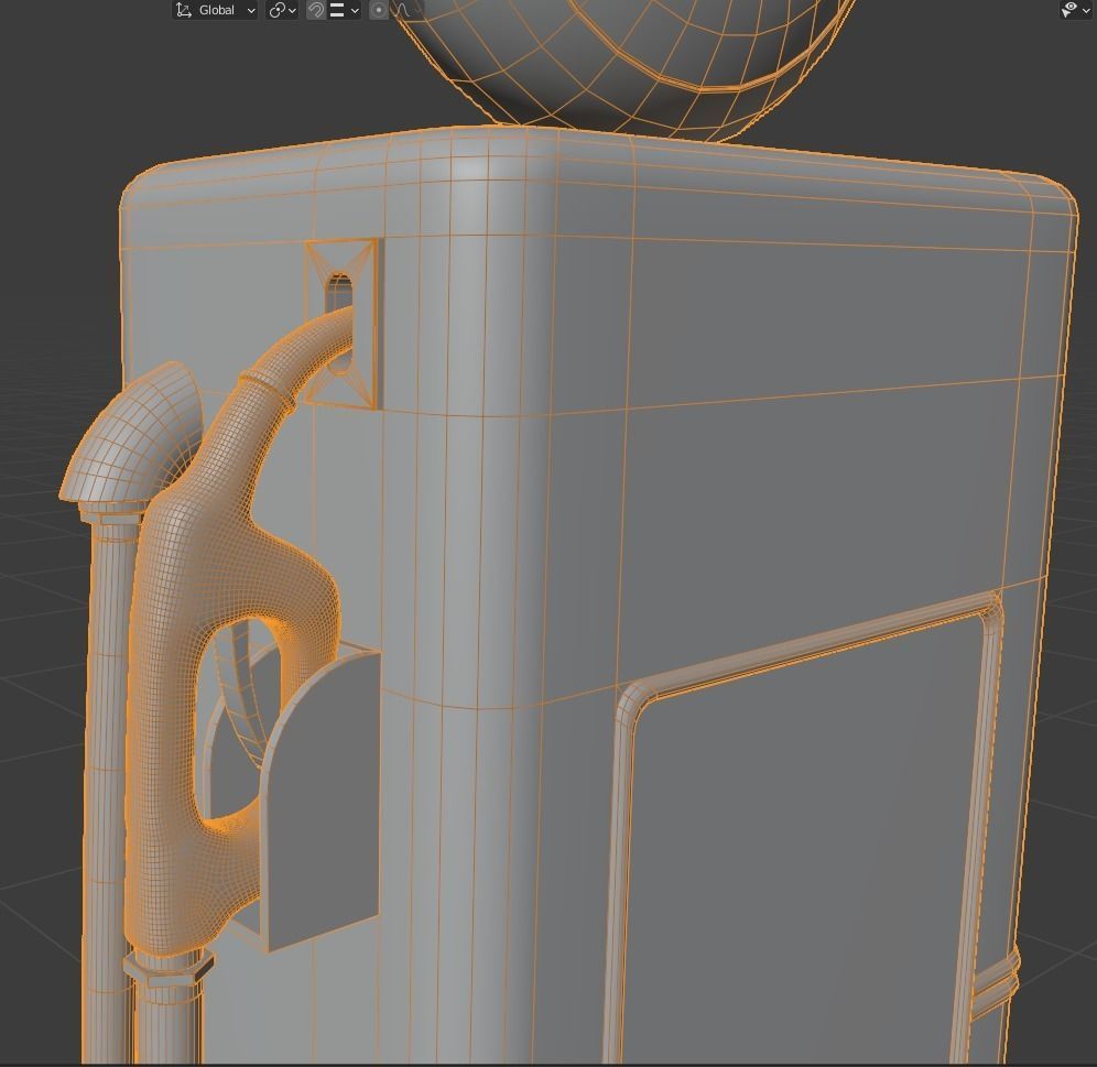 Old petrol pump Low-poly 3D model_6