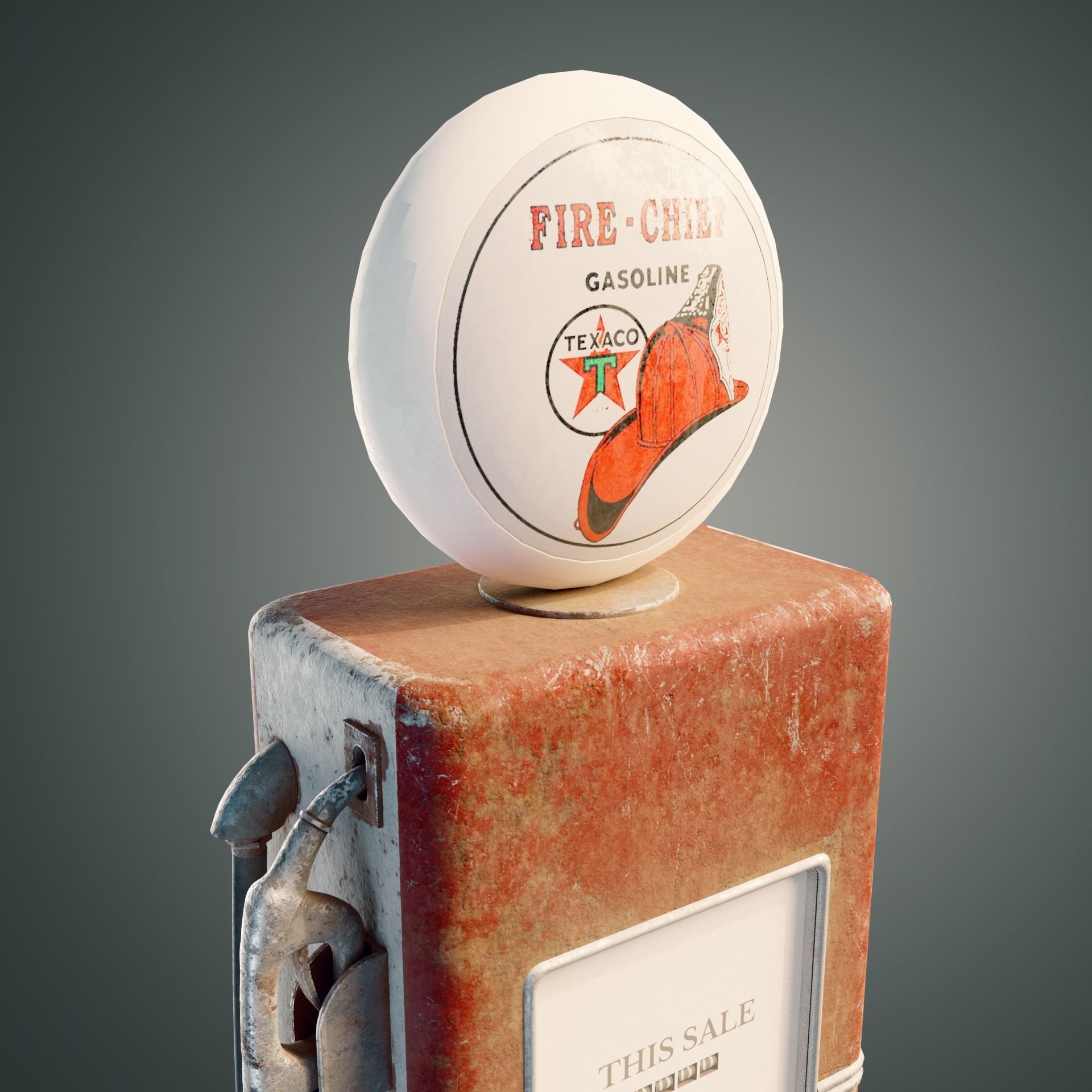 Old petrol pump Low-poly 3D model_2