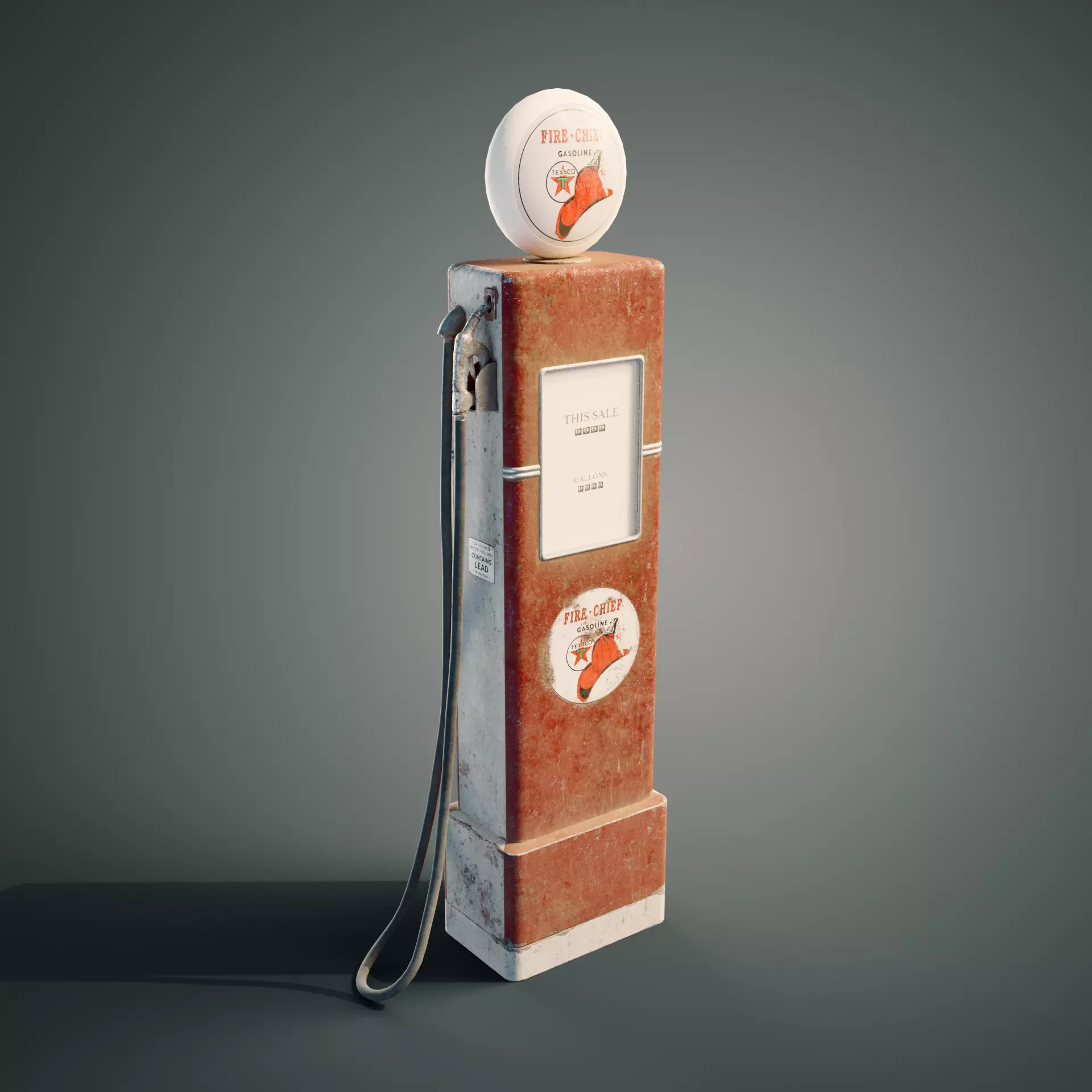 Old petrol pump Low-poly 3D model_0