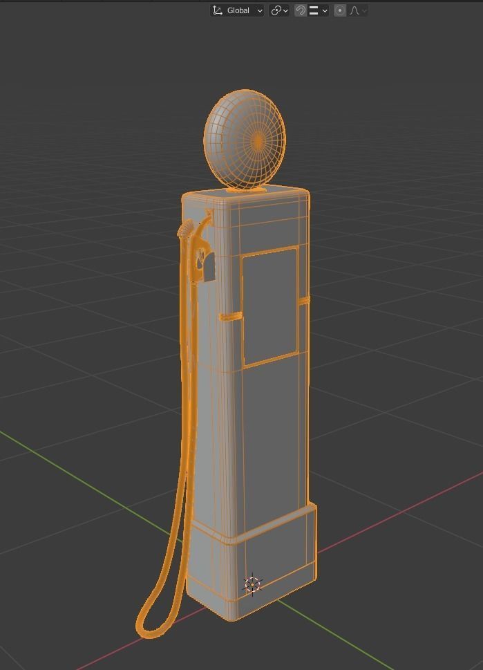 Old petrol pump Low-poly 3D model_7