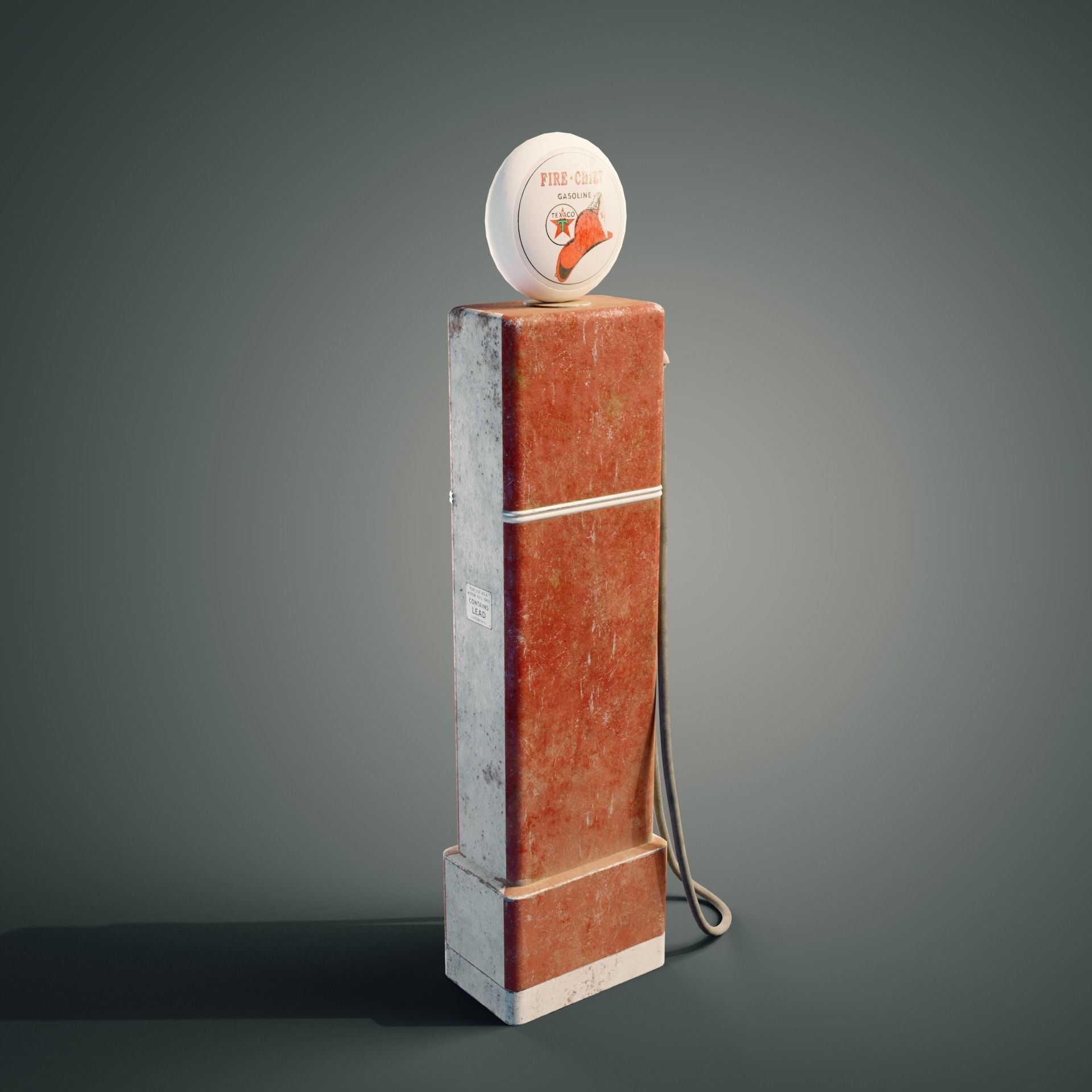 Old petrol pump Low-poly 3D model_1