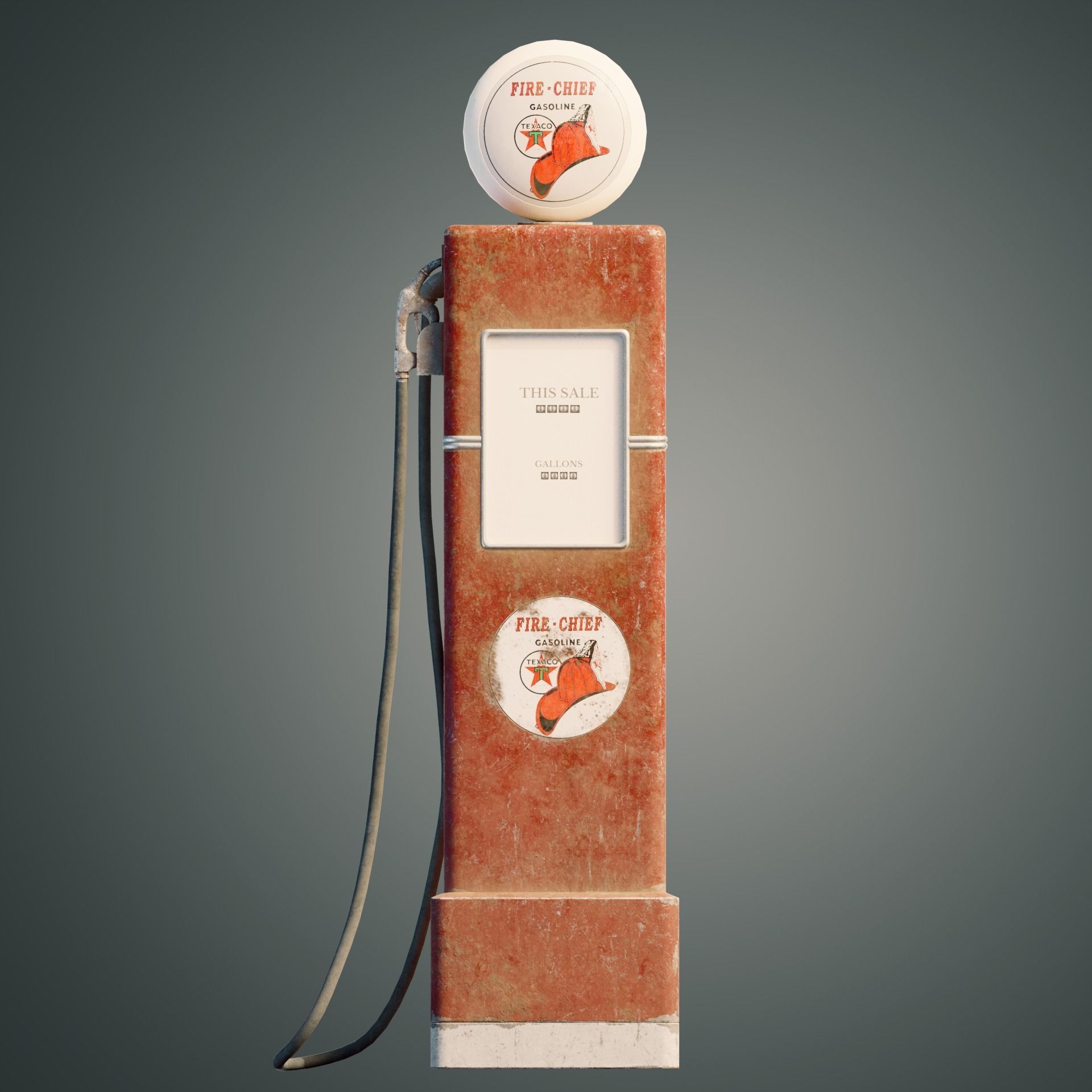 Old petrol pump Low-poly 3D model_3