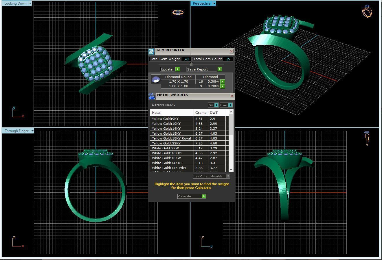Diamond ring 70 3D print model_4