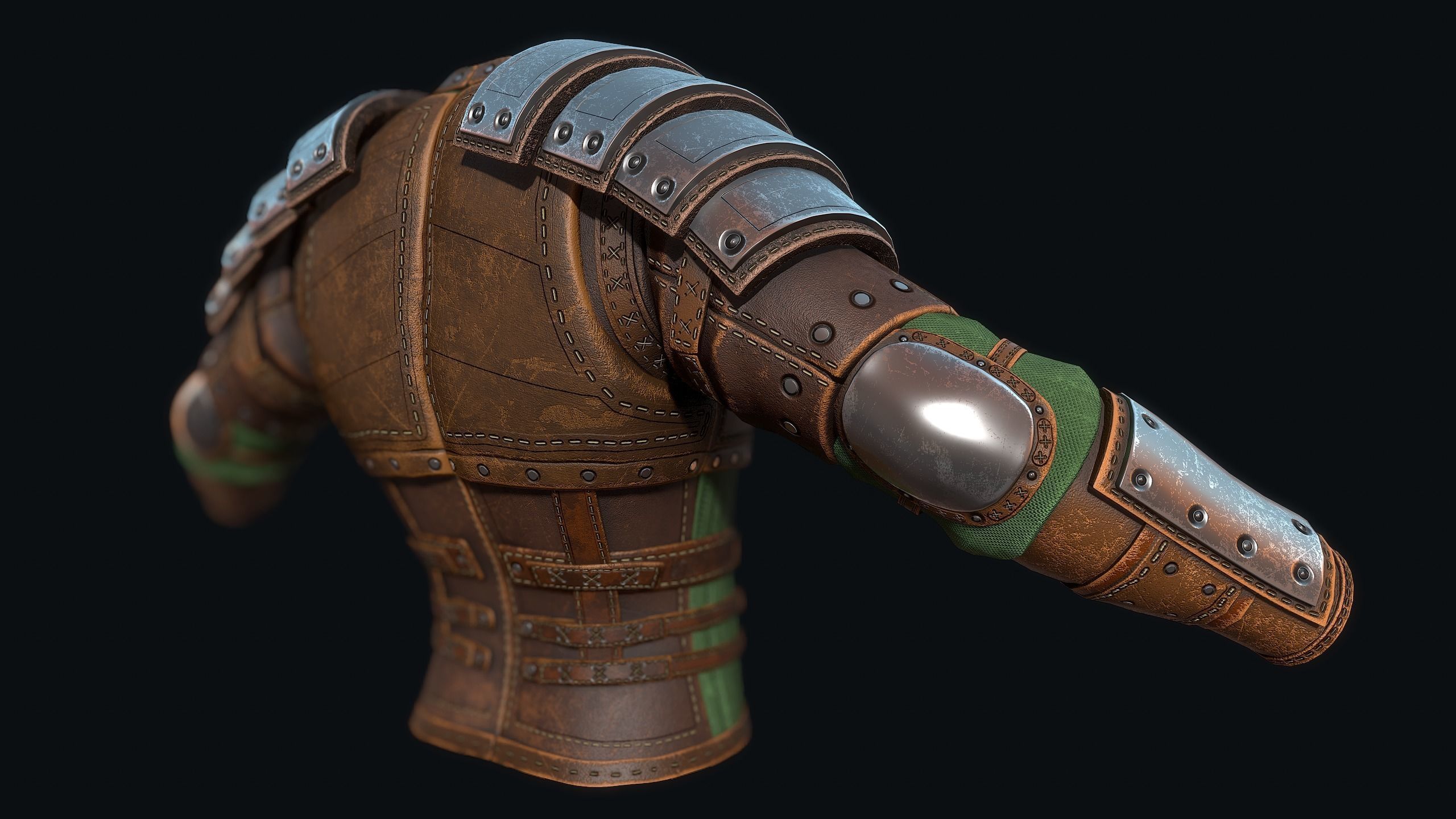 Light leather armor Low-poly 3D model_7