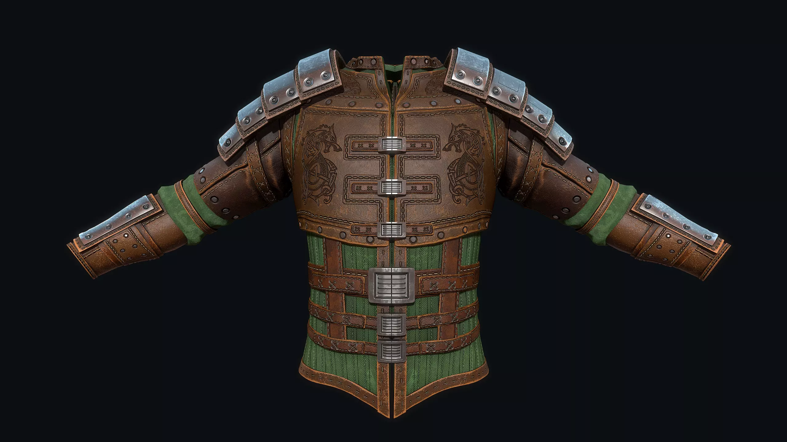 Light leather armor Low-poly 3D model_0