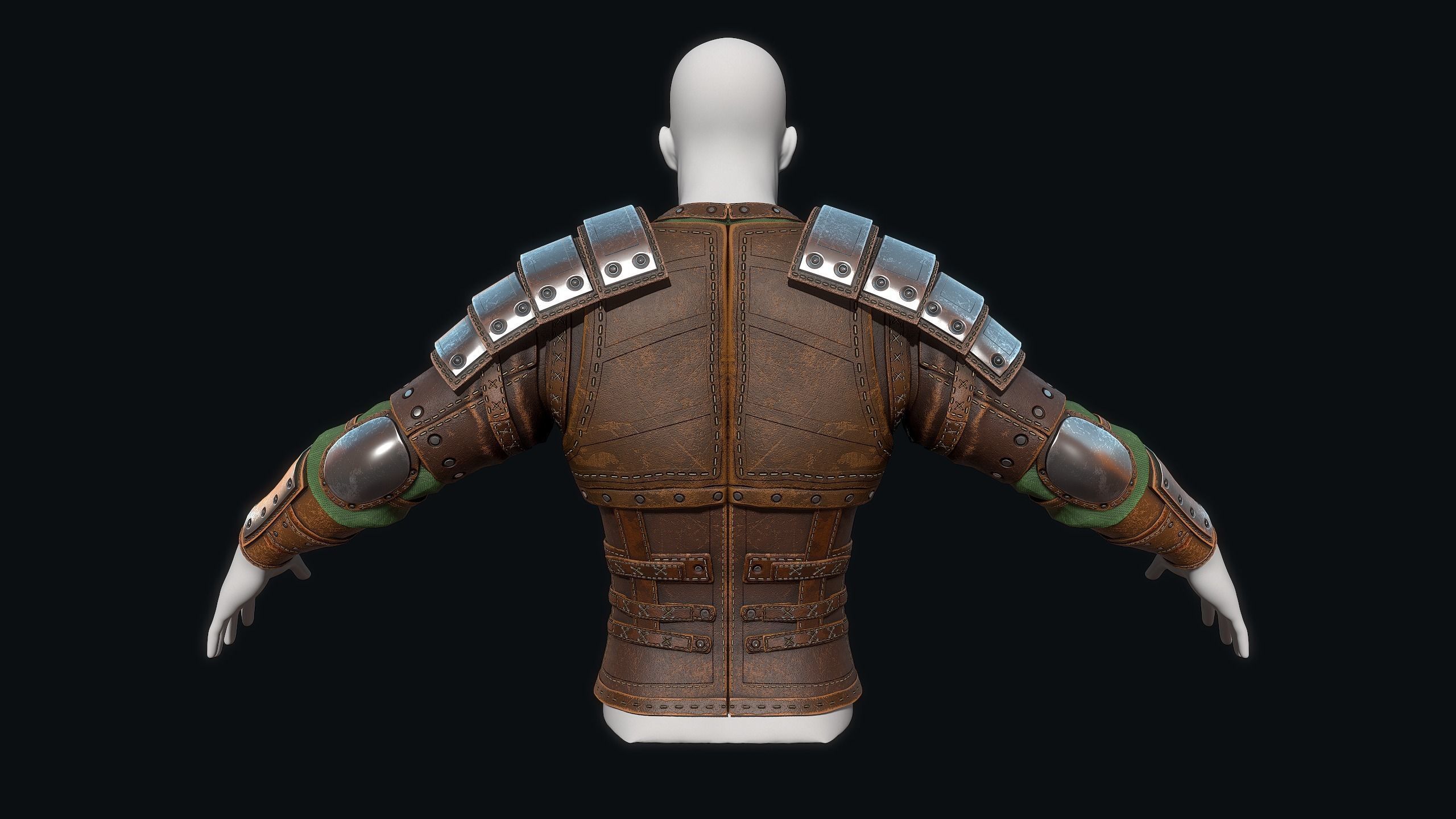 Light leather armor Low-poly 3D model_10