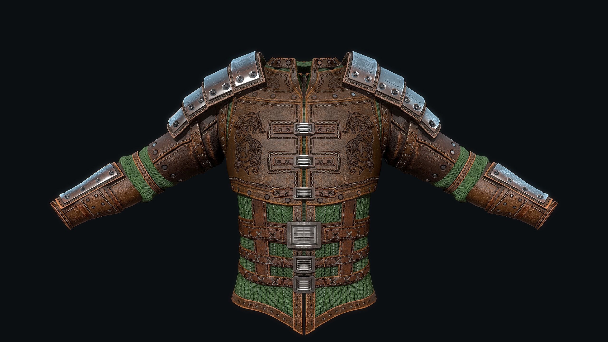 Light leather armor Low-poly 3D model_5