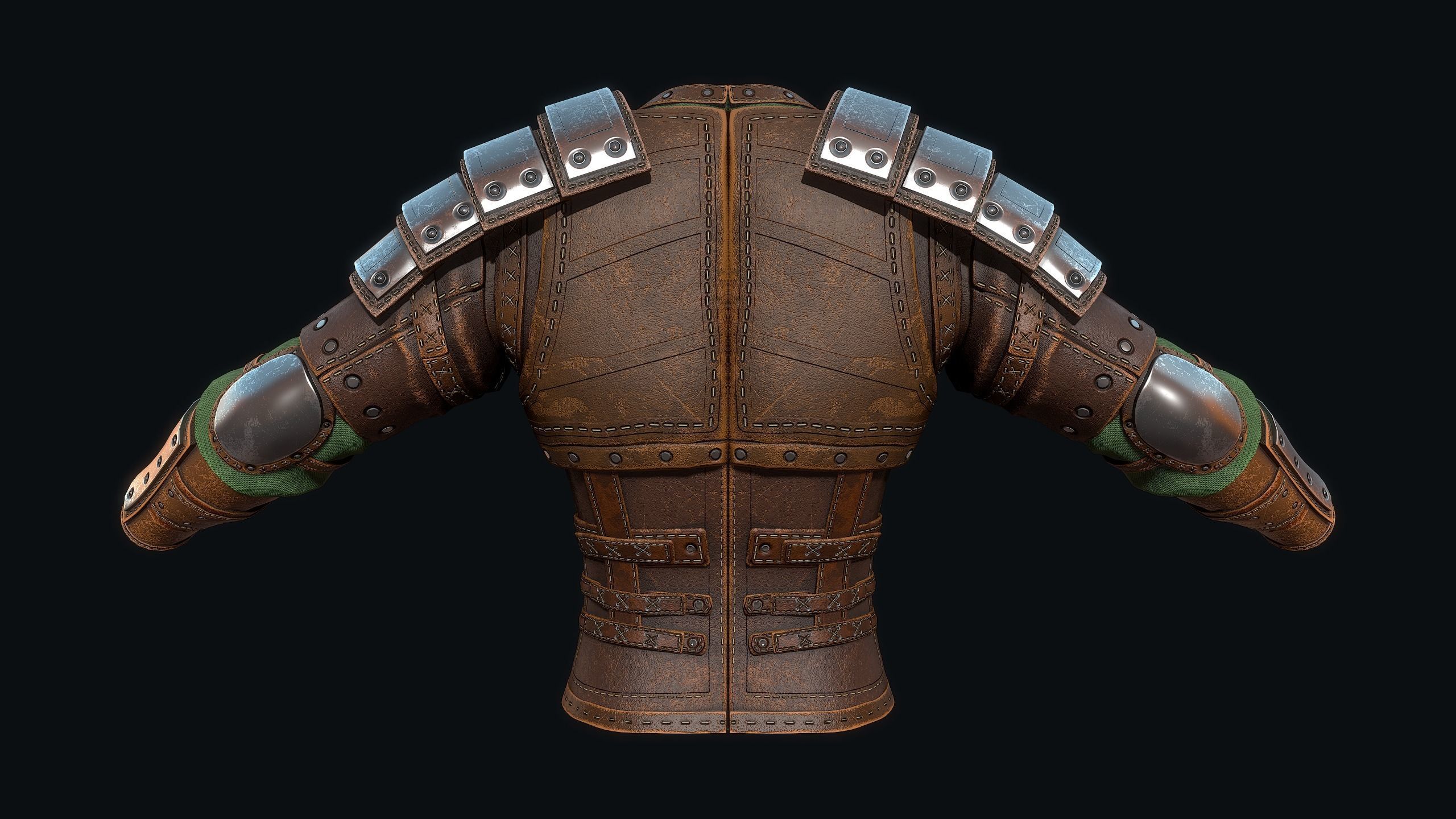 Light leather armor Low-poly 3D model_6