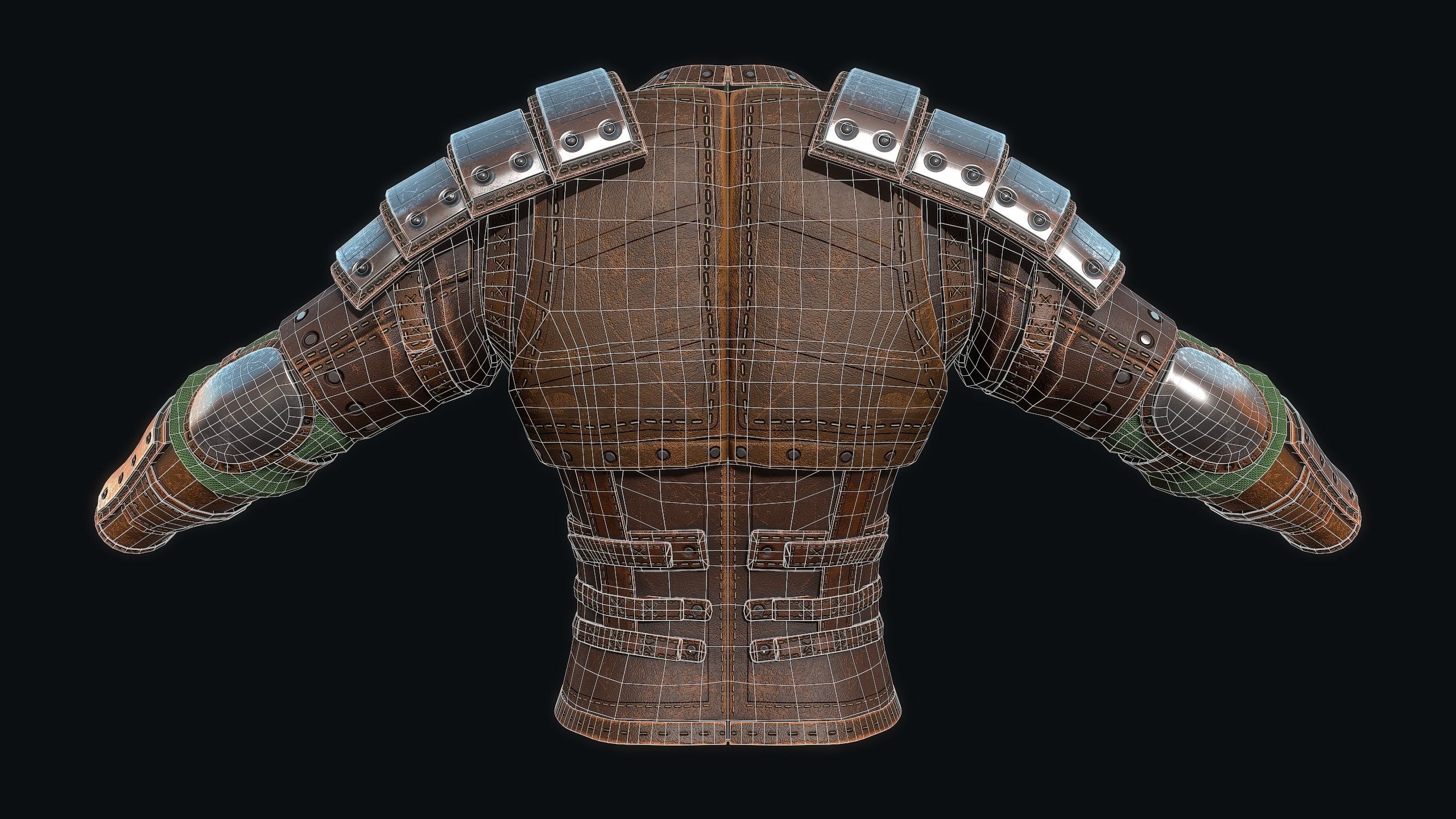 Light leather armor Low-poly 3D model_12