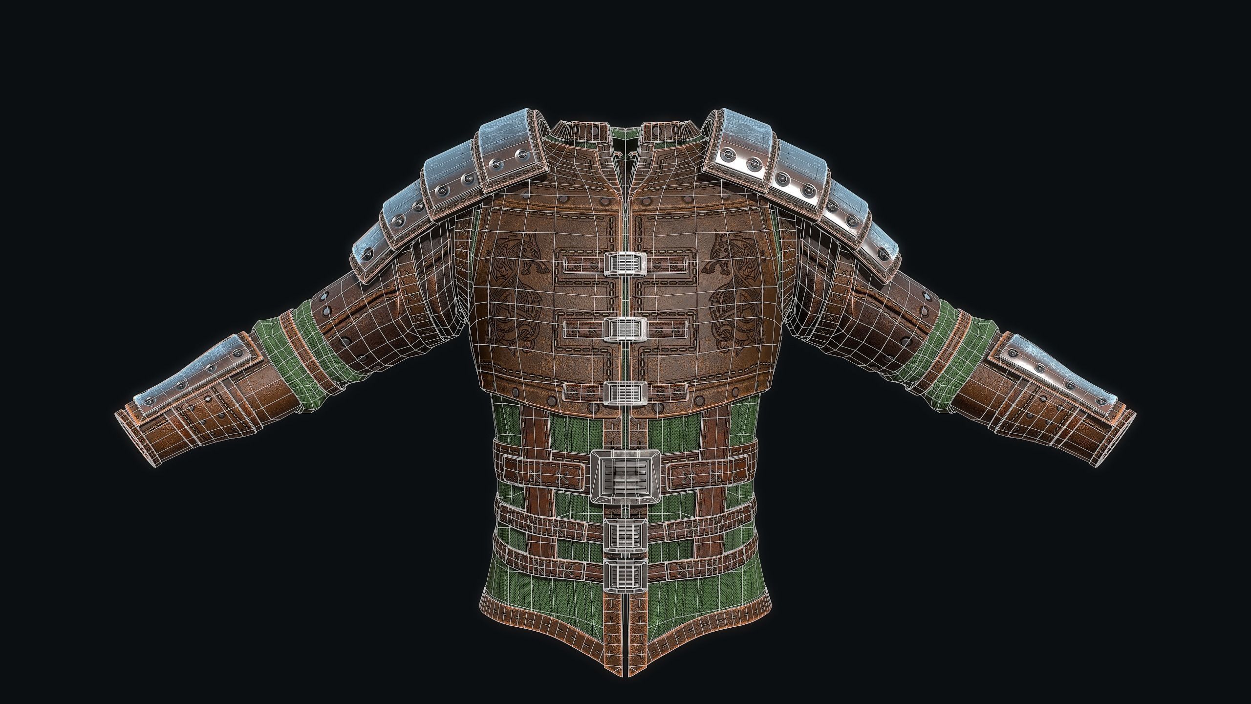 Light leather armor Low-poly 3D model_11