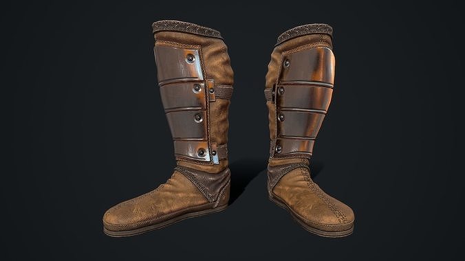 Medieval armored boots Low-poly 3D model