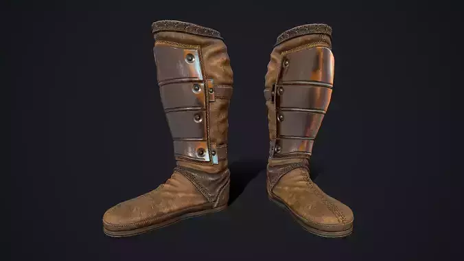 Medieval armored boots Low-poly 3D model