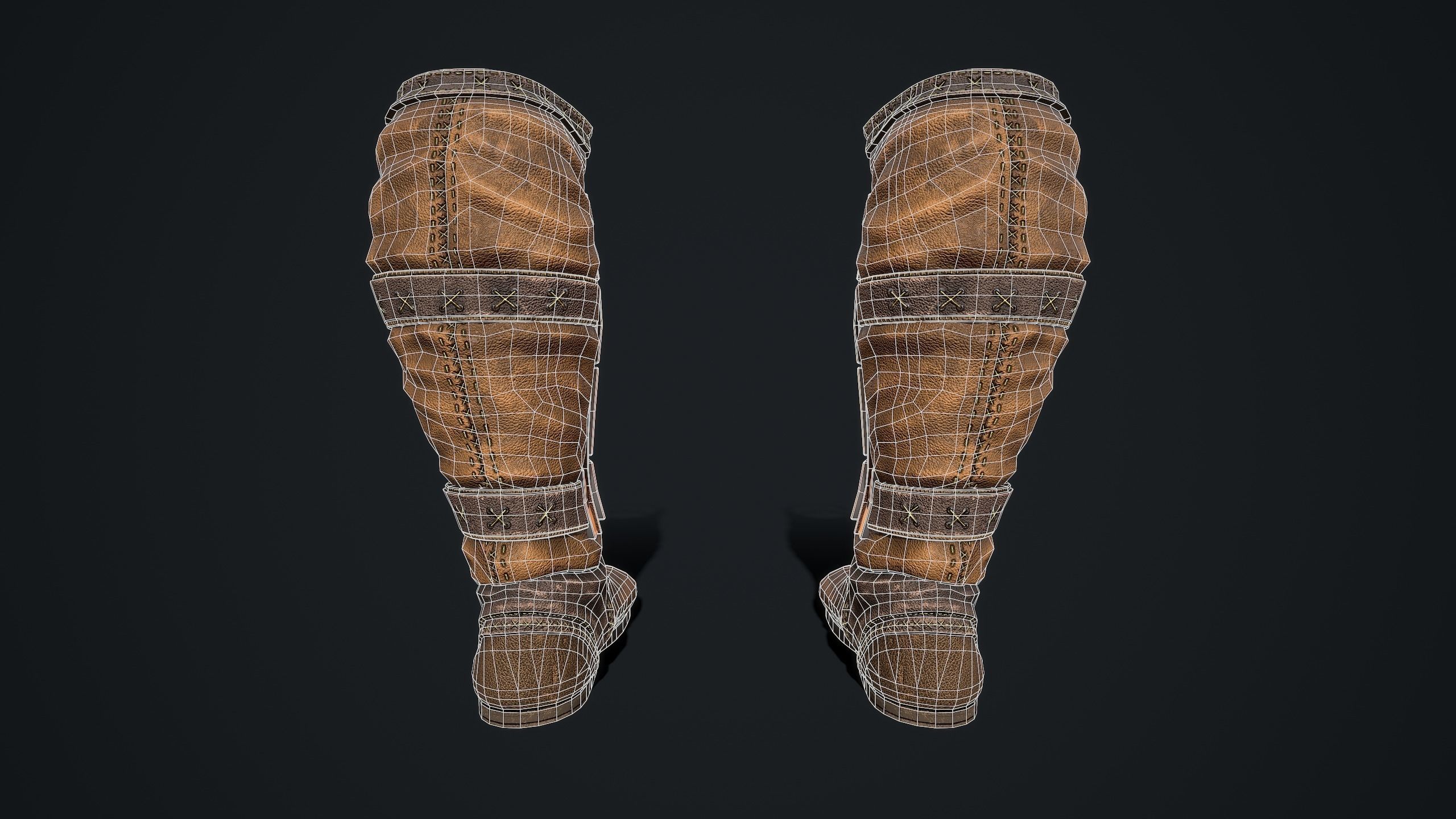 Medieval armored boots Low-poly 3D model_11