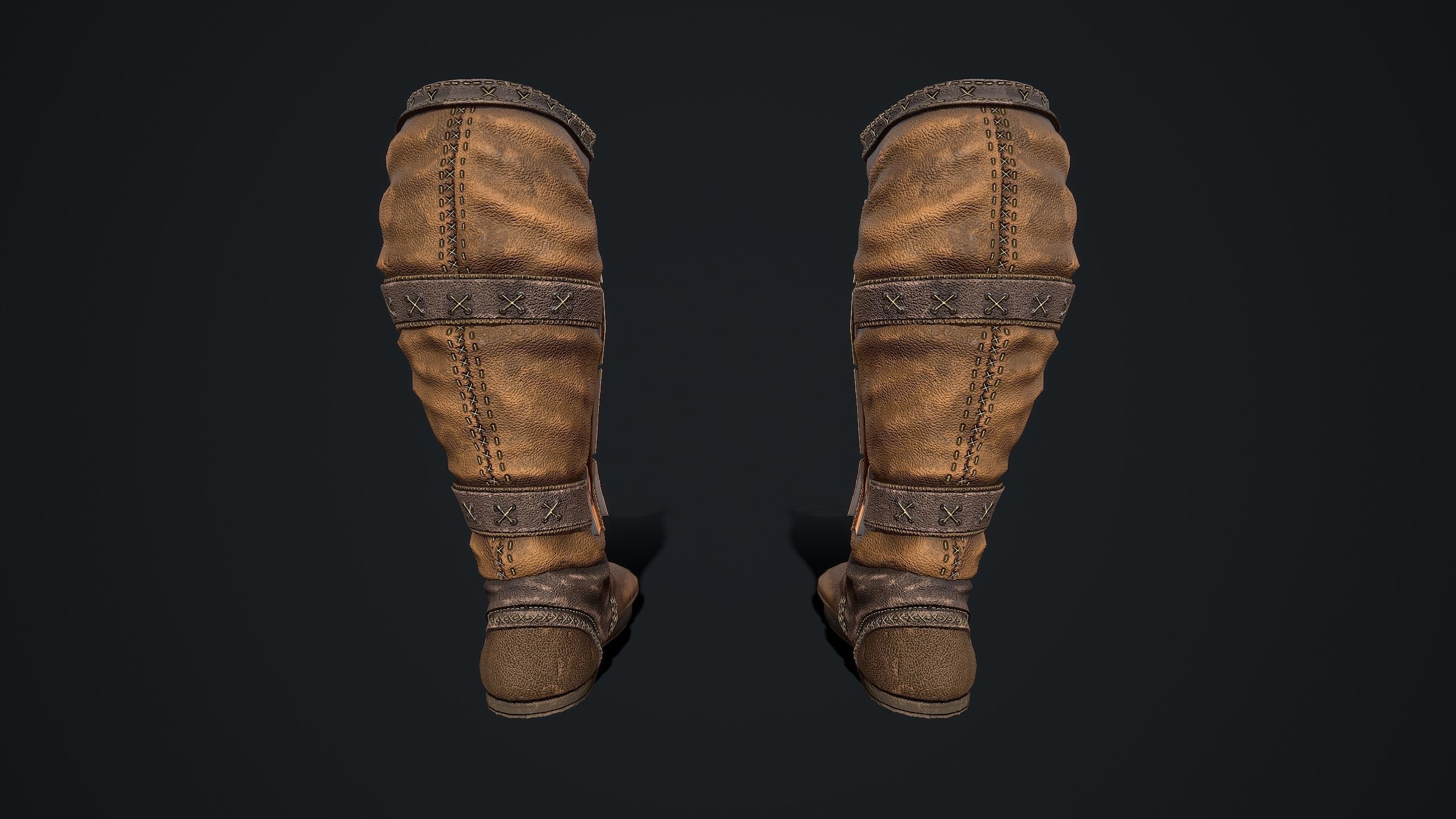 Medieval armored boots Low-poly 3D model_10