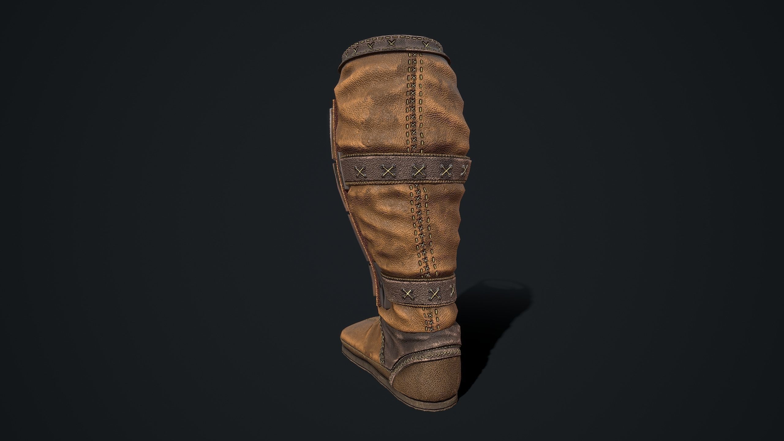 Medieval armored boots Low-poly 3D model_7