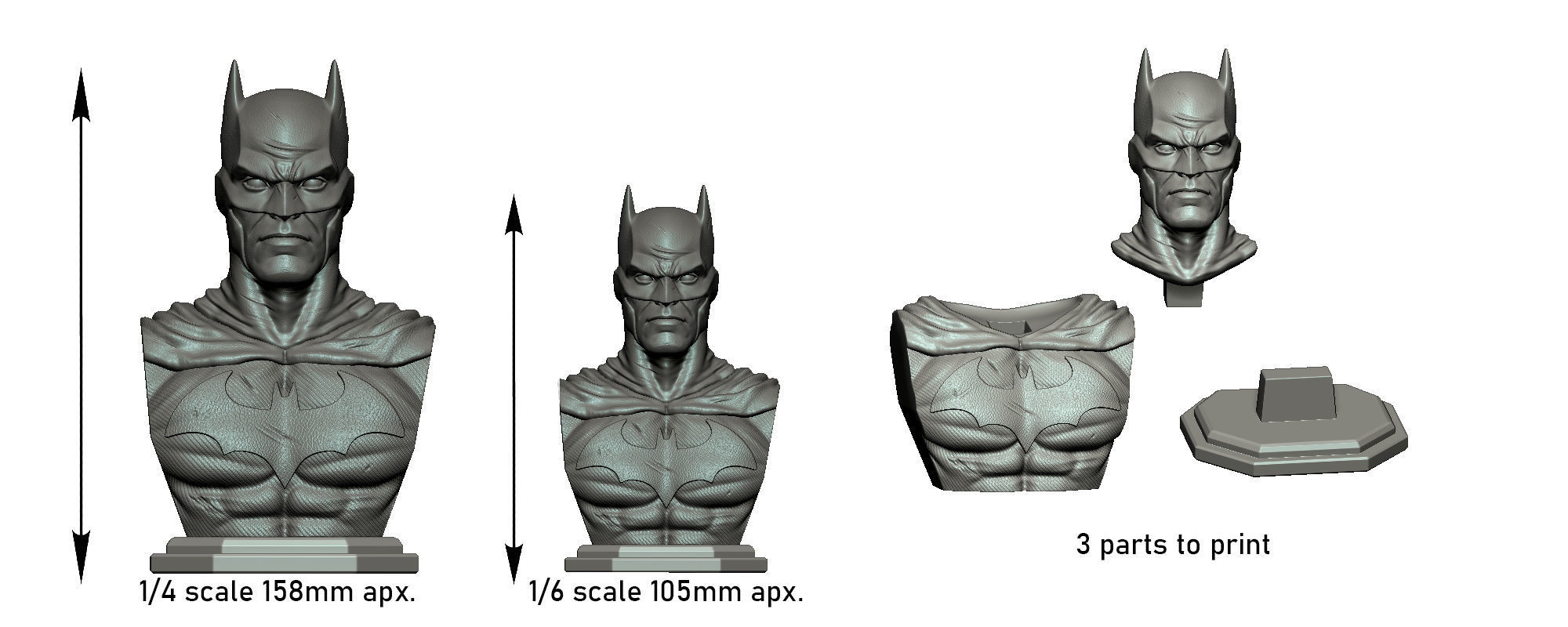 Batman Bust STL 3D Print Model 3D print model_4