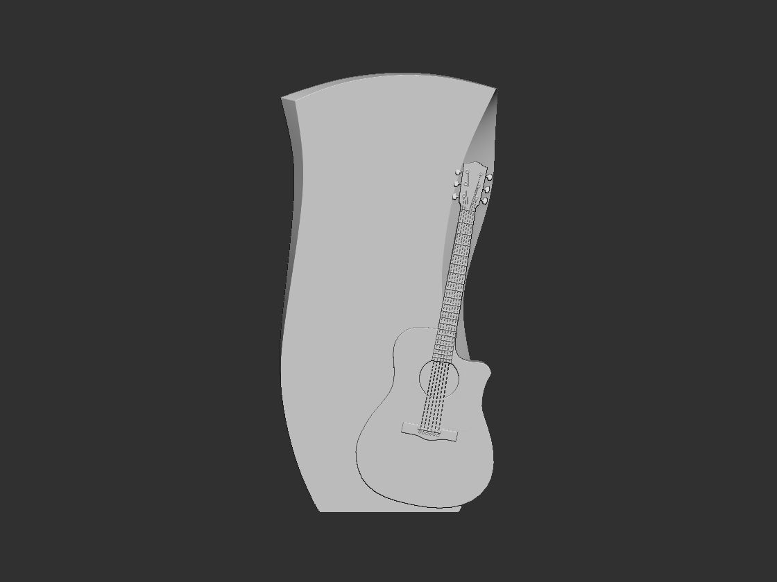 Guitar Memorial Tombstone 3D print model_1