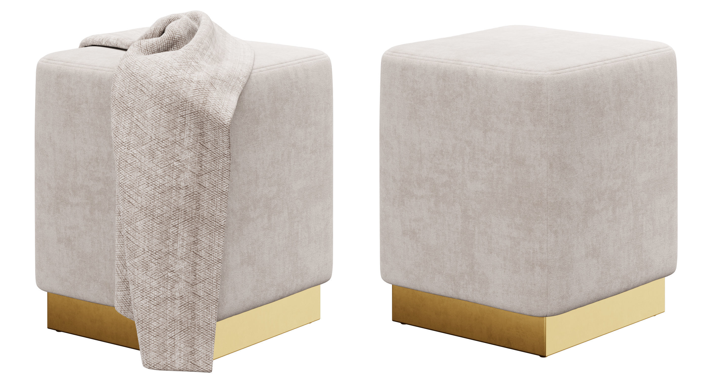Jax Velvet Ottoman Stool by Meridian Furniture 3D model_8
