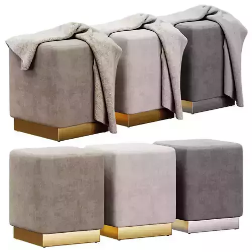 Jax Velvet Ottoman Stool by Meridian Furniture 3D model