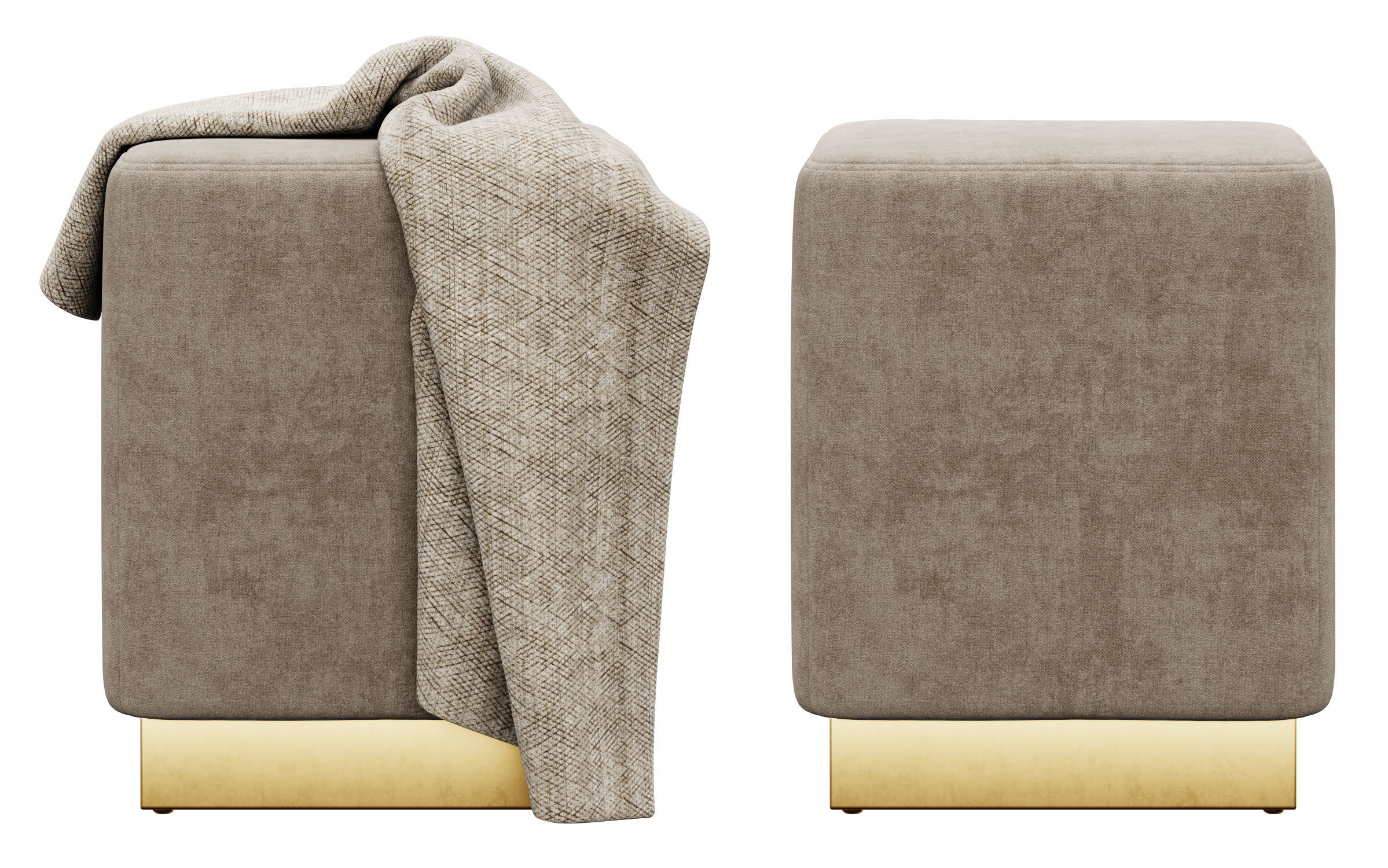 Jax Velvet Ottoman Stool by Meridian Furniture 3D model_2