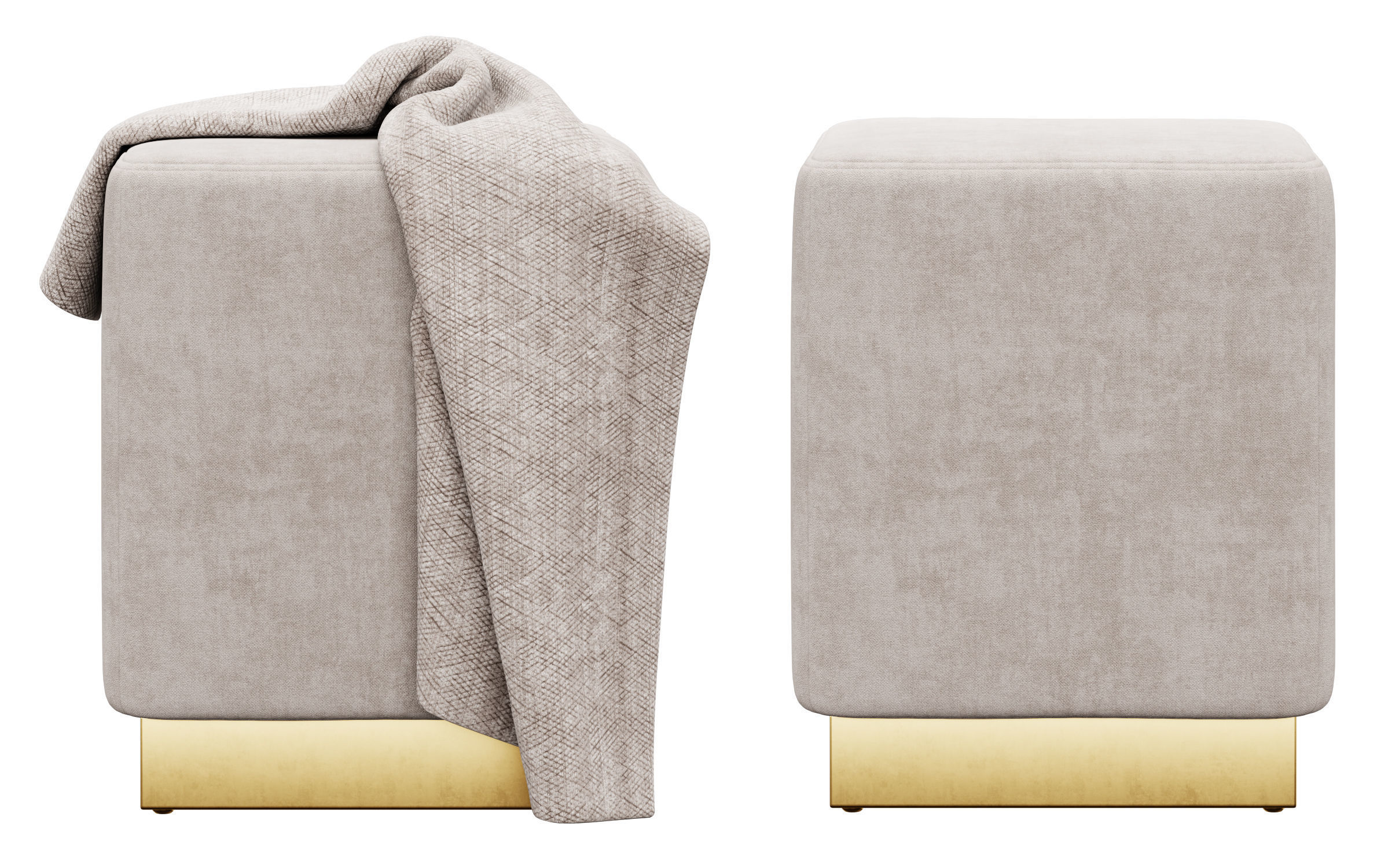 Jax Velvet Ottoman Stool by Meridian Furniture 3D model_3