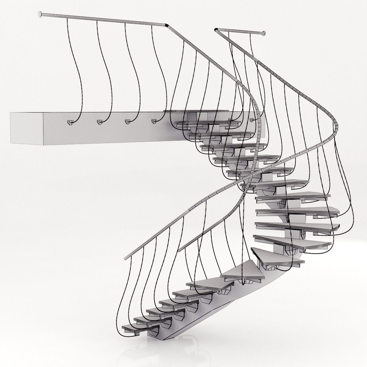contemporary staircase 3D model_4
