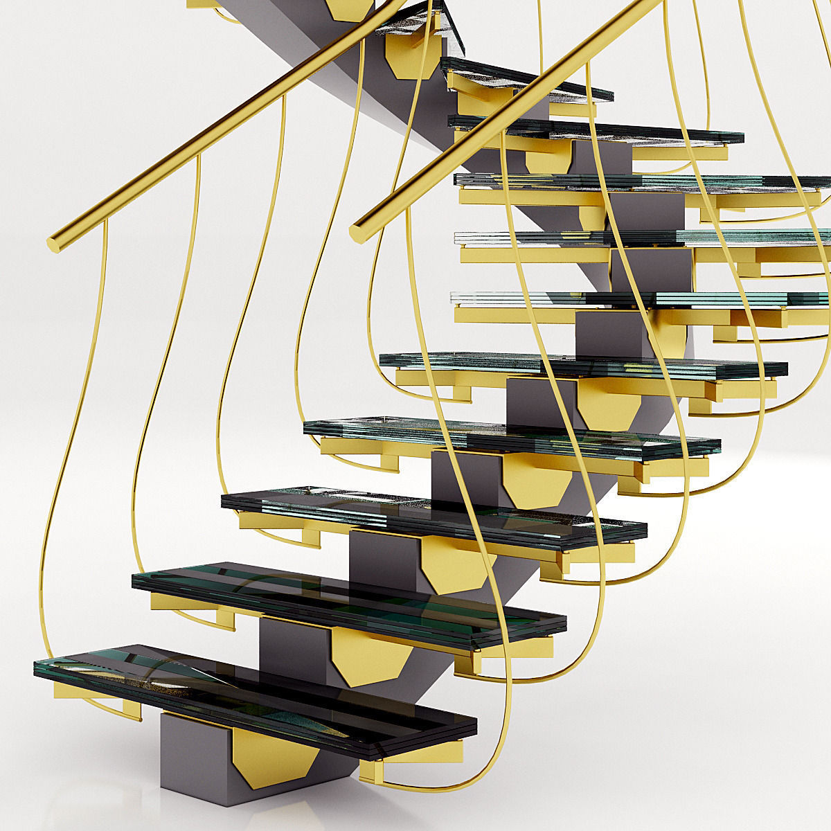 contemporary staircase 3D model_1