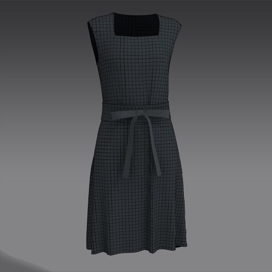 Denim Dress Low-poly 3D model_2