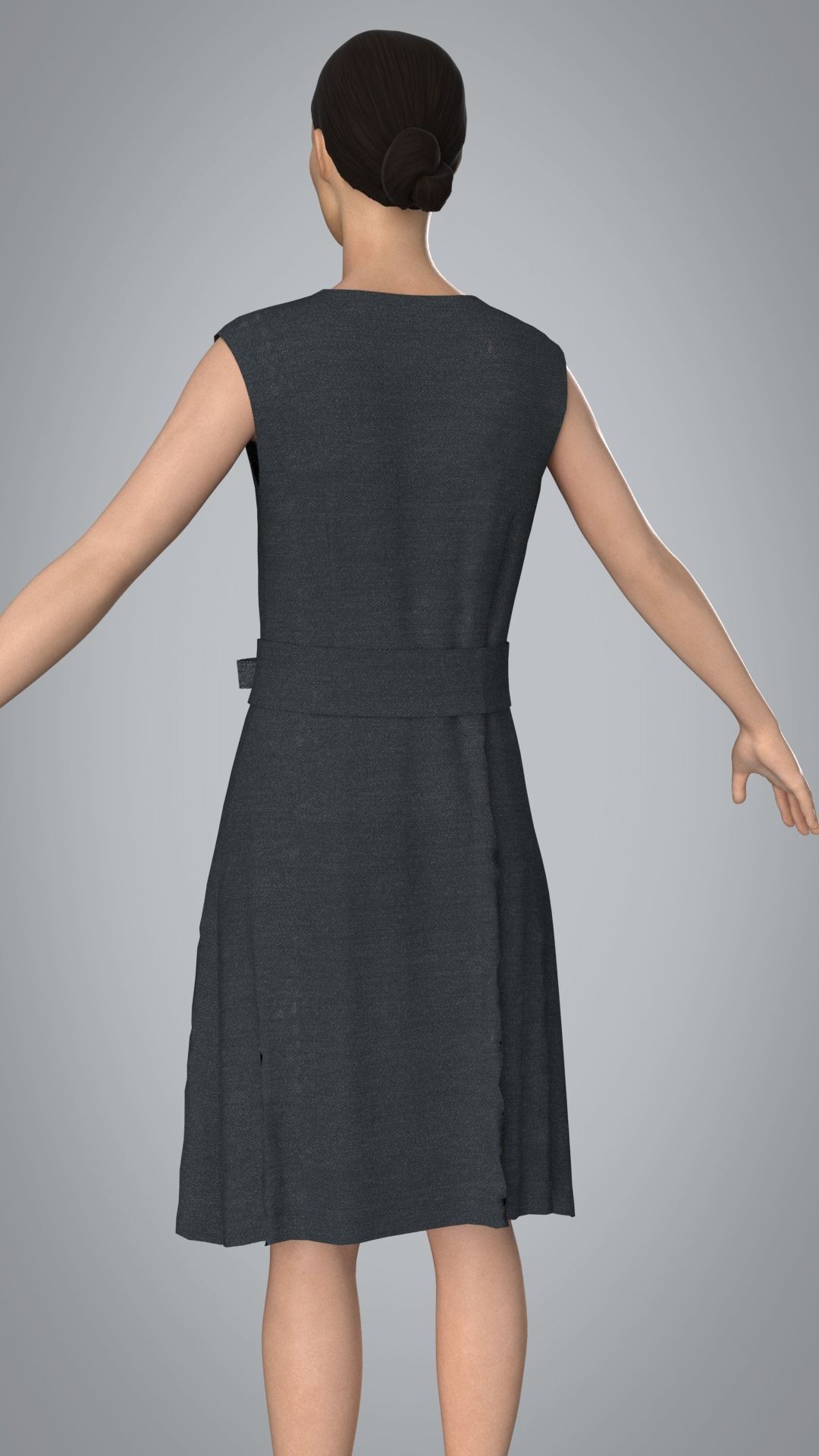 Denim Dress Low-poly 3D model_3