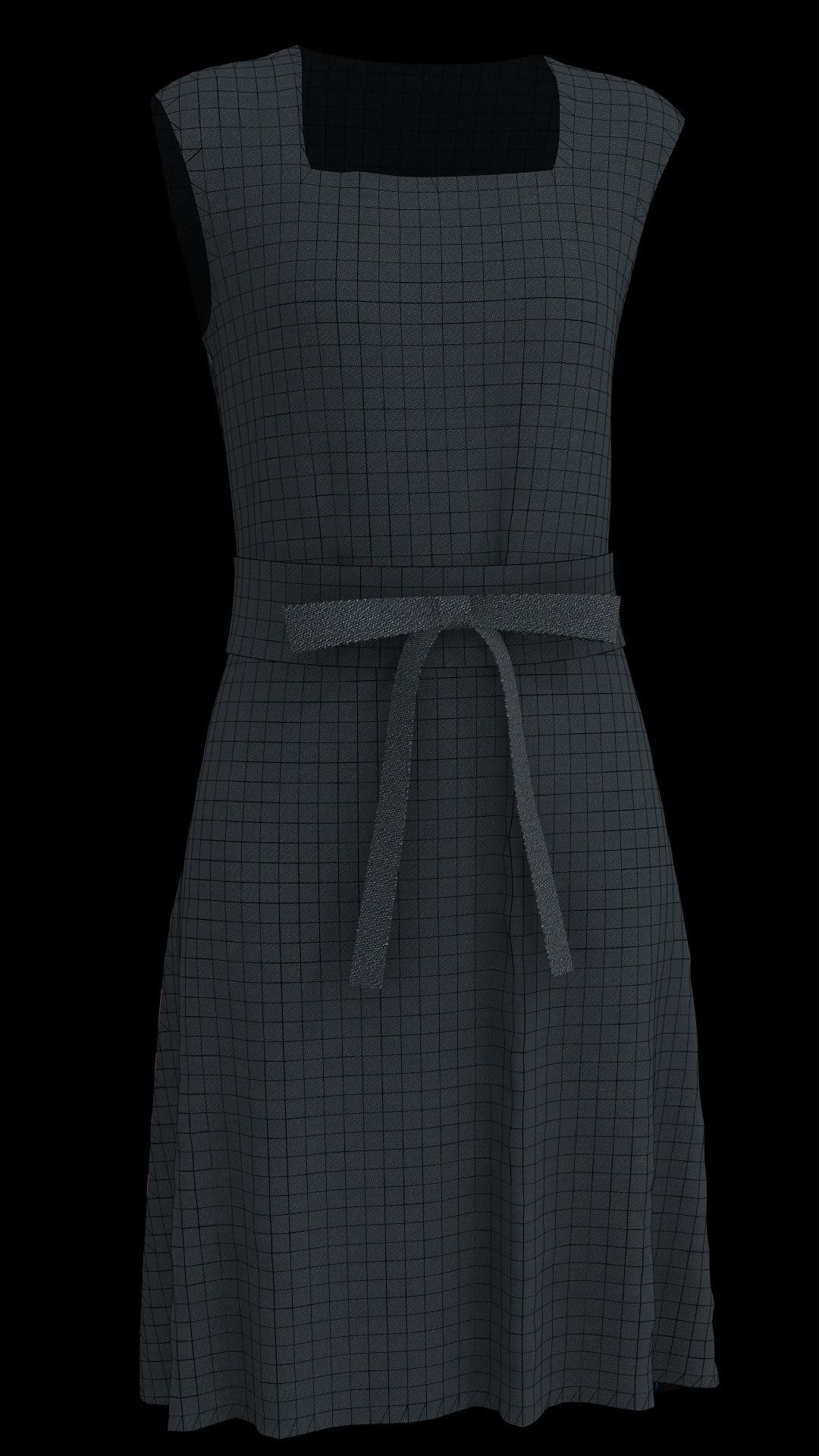 Denim Dress Low-poly 3D model_7